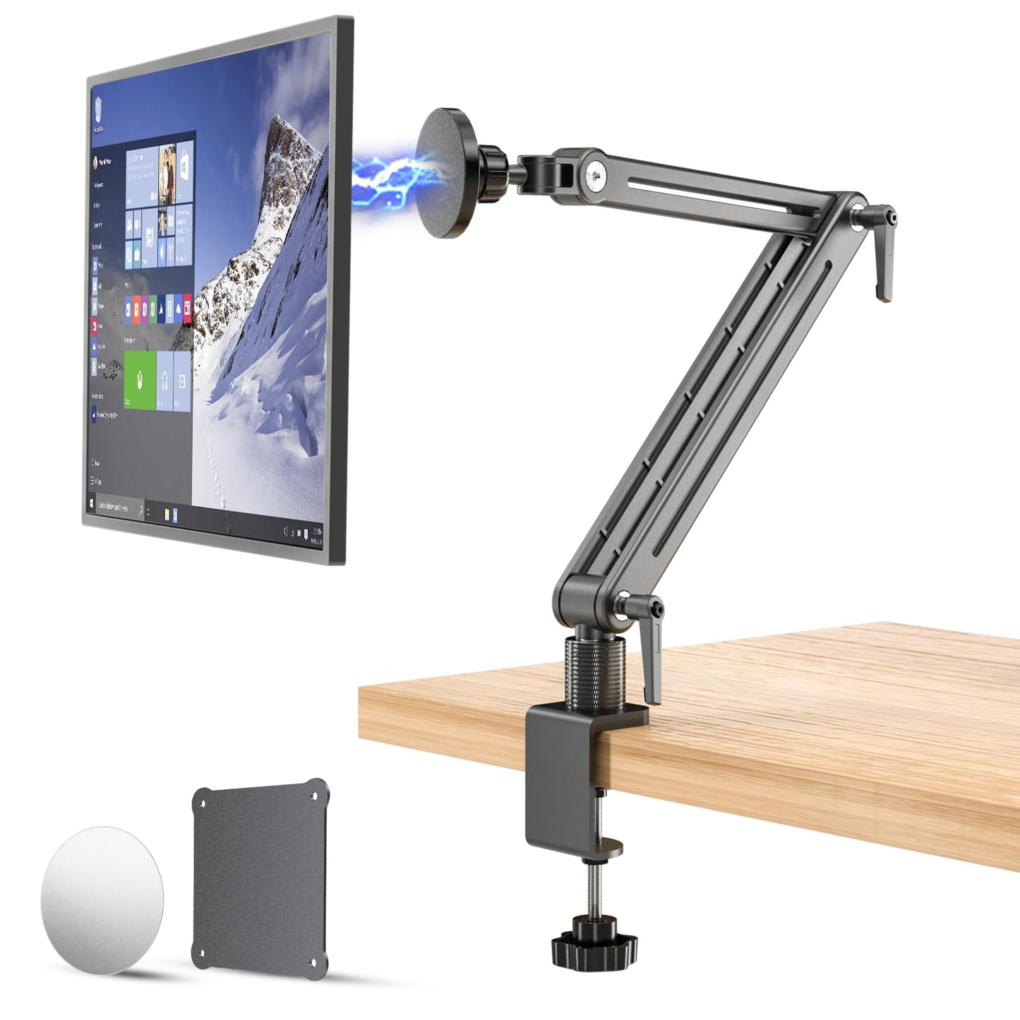 Strong Magnetic Portable Monitor Desk Clamp - 75mm VESA Mount 4.7" 15.6" 16" 17.3" 18.5 inch 360° Rotate Base Tablet Holder Arm JK07B1