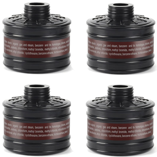 AMZYXUAN 4Pack 40mm Gas Mask Filters - Gas Mask Filter for Gas Mask - 40mm Activated Carbon Filter Against Vapors Dust Paint Spray Welding