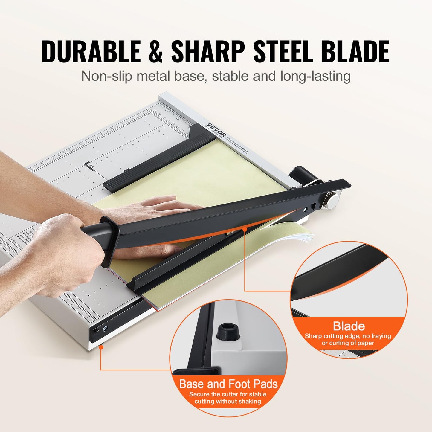 VEVOR Paper Cutter, Guillotine Trimmer, 15" Cut Length, 16 Sheets Capacity, Heavy Duty Guillotine Paper Cutter with Guard Rail/Blade Lock, Paper Trimmer for Home Office School