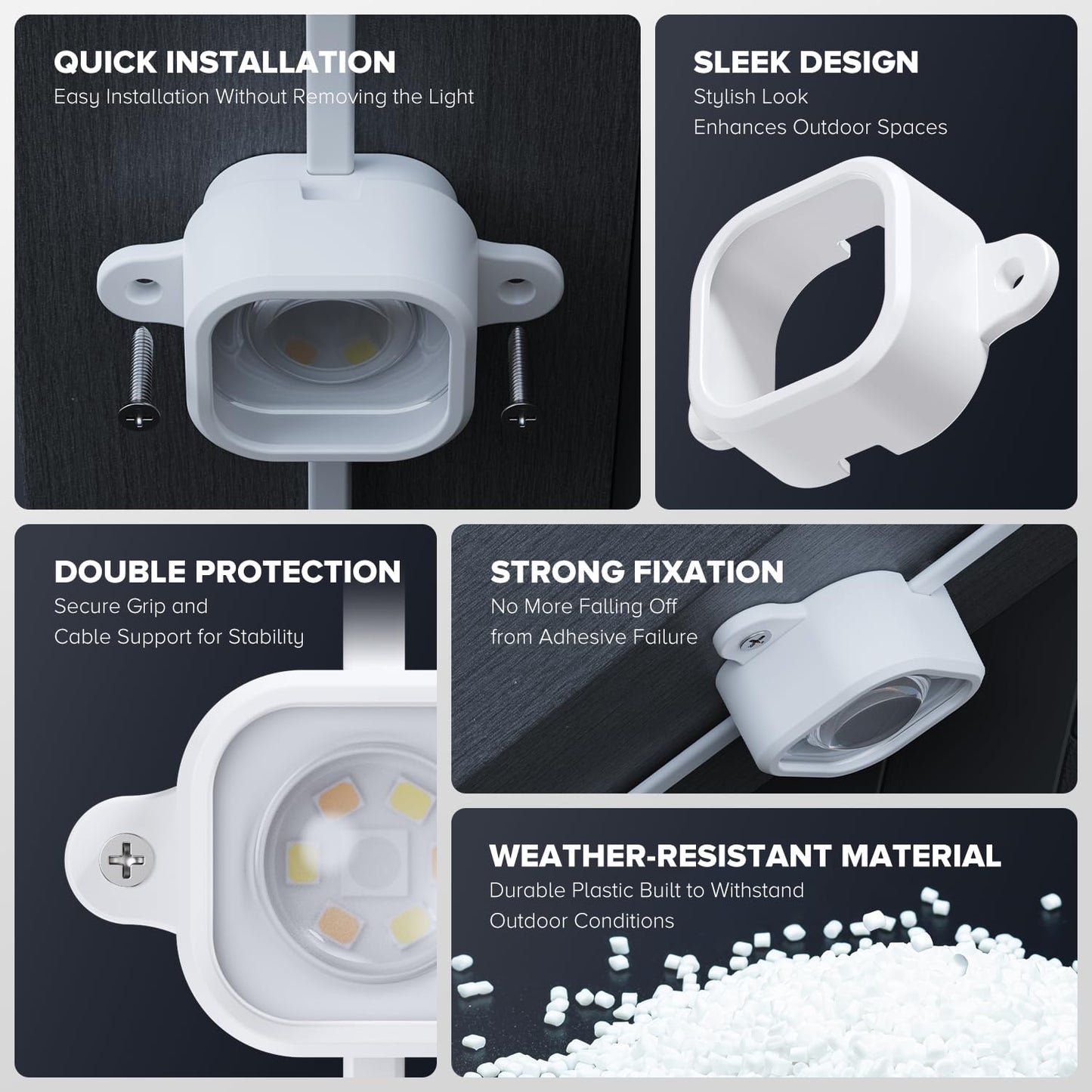 100Pcs Light Clips for Govee H706, Mounting Brackets Compatible with Govee Pro Permanent Outdoor Lights Extension, 200pcs Screws Secure Installation