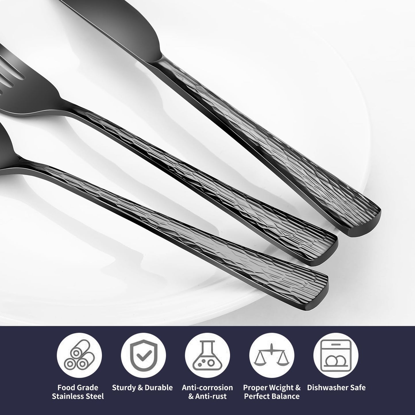 Silverware Set, 18/10 Stainless Steel 50 PieceFlatware Set for 10, Utensil Sets DishwasherSafe, Rust-Resistant, Modern Cutlery Set forHome, Wedding, Restaurant