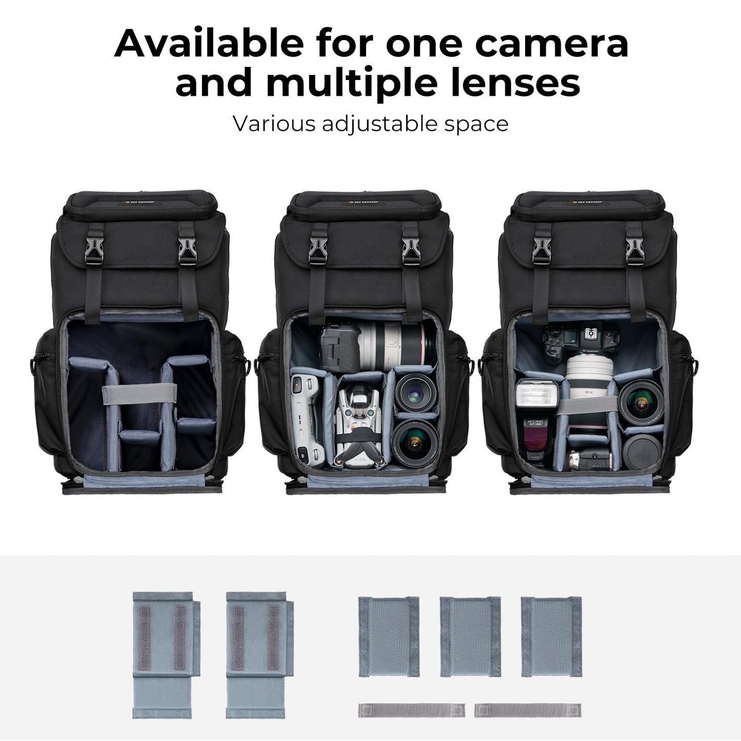 K&F Concept Camera Backpack, Hard Shell Camera Bag, Large Capacity Photography Backpack with 15.6" Laptop Compartment & Tripod Holder & Rain Cover
