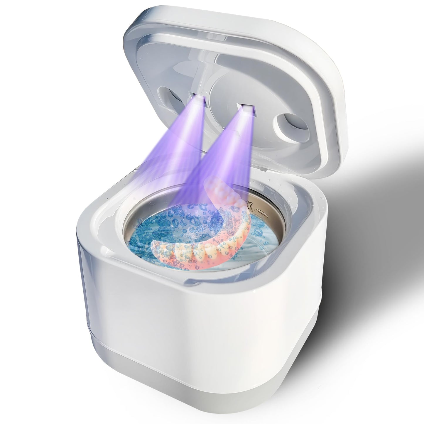 Ultrasonic Retainer Cleaner - Denture Cleaner Machine for All Dental Appliances - Mouth Guard Cleaner with Wider Capacity of 6.7 Fl Oz (200ML), 25W 45kHz - Cleans Effectively Restores Shine