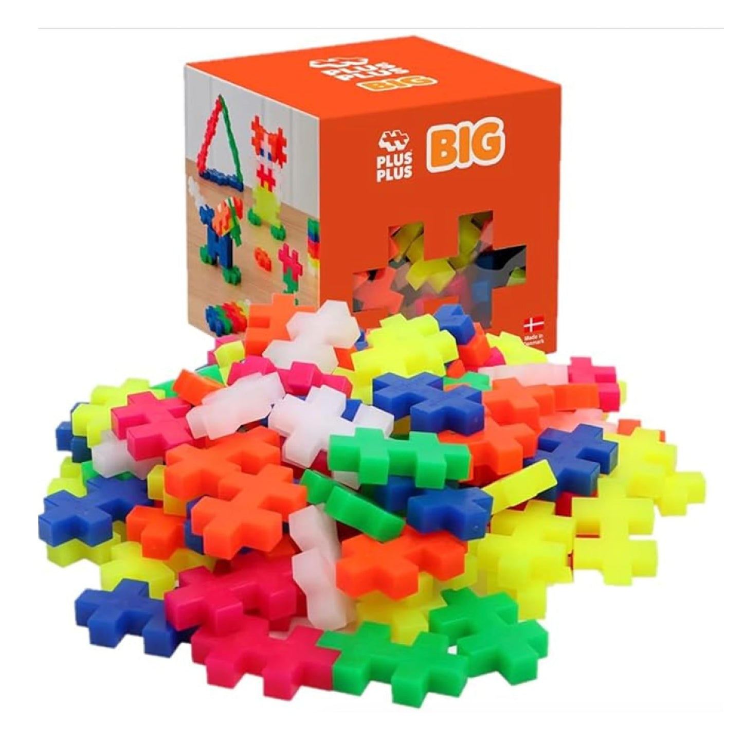 Plus Plus - Big Neon Mix - 100 Pieces - Creative Building and Construction Set - Mix of Neon Colors in a Box - Kids 1 to 6 Years - 3411