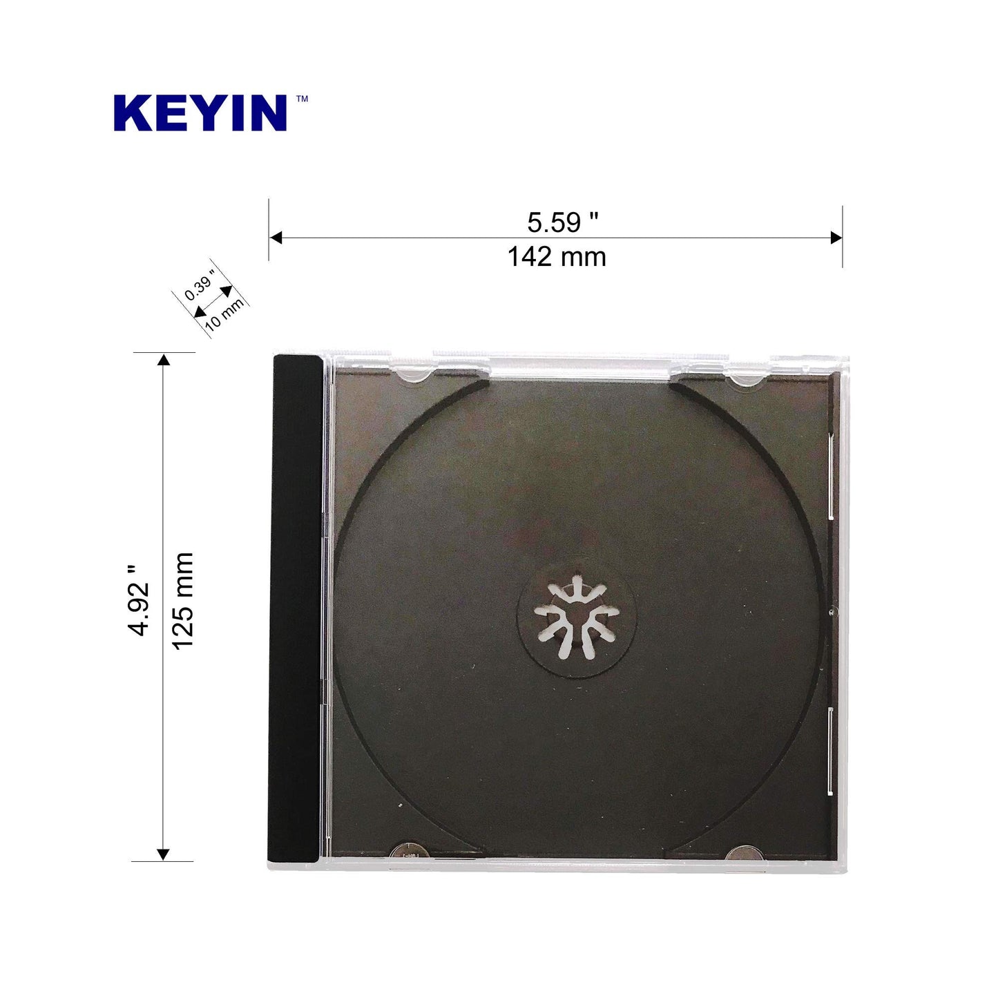 KEYIN Standard Black CD Jewel Case - Premium, 50 Pack