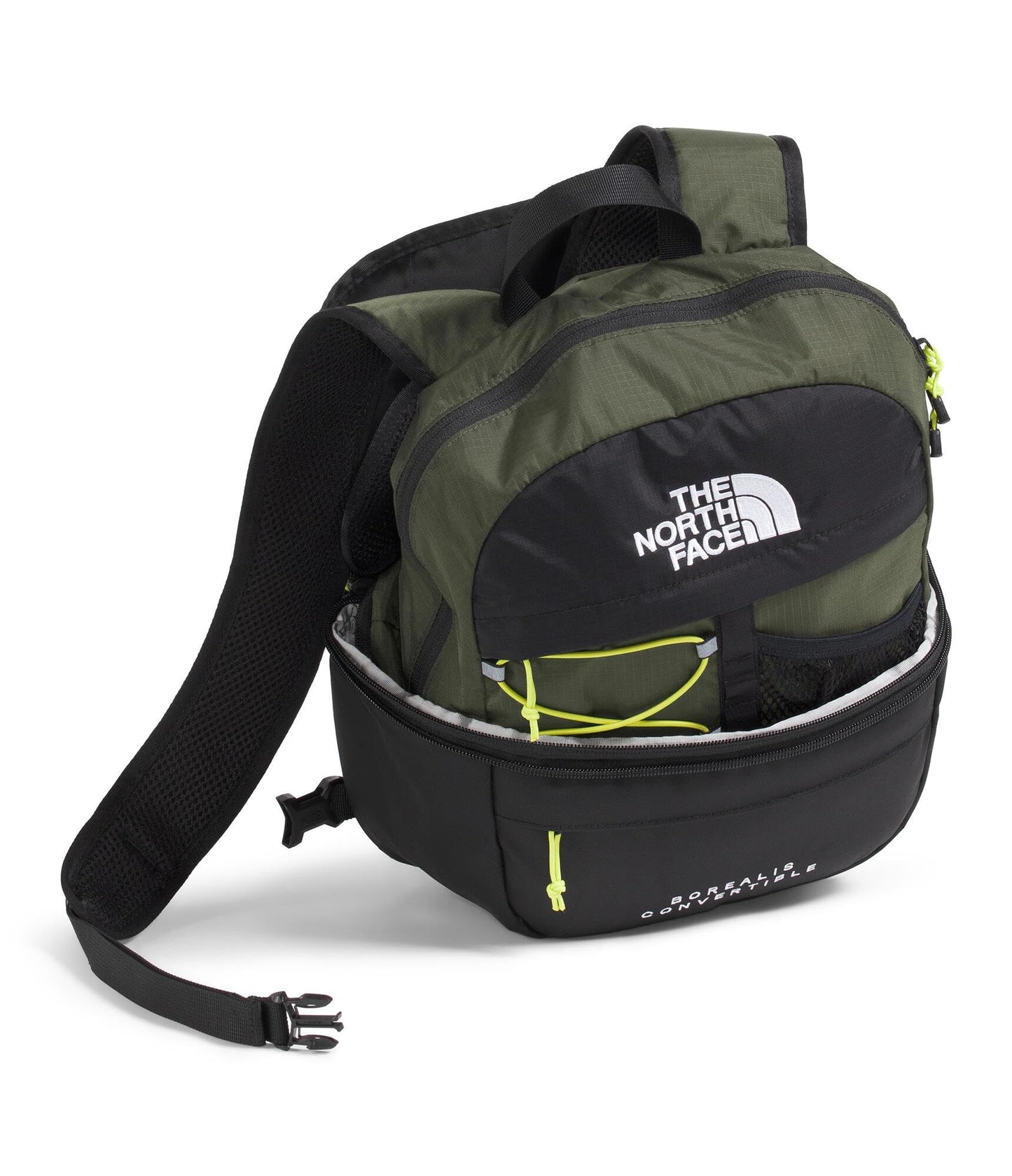 THE NORTH FACE Borealis Convertible Pack | Commuter Laptop Backpack with Removable Lumbar Pack, Water Repellent Finish, New Taupe Green/TNF Black/Fizz Lime, One Size
