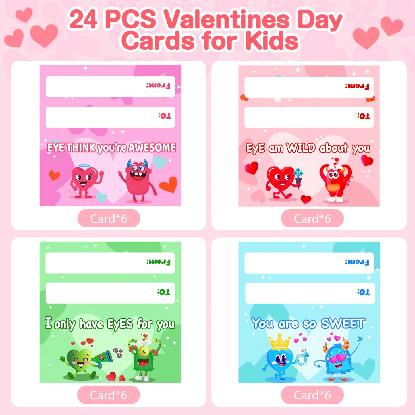 DEKWELL 24 Packs Valentines Day Cards for Kids School Classroom with DIY Air Dry Clay Bulk,Valentines Day Gifts for Kids Classroom Valentine Exchange Presents