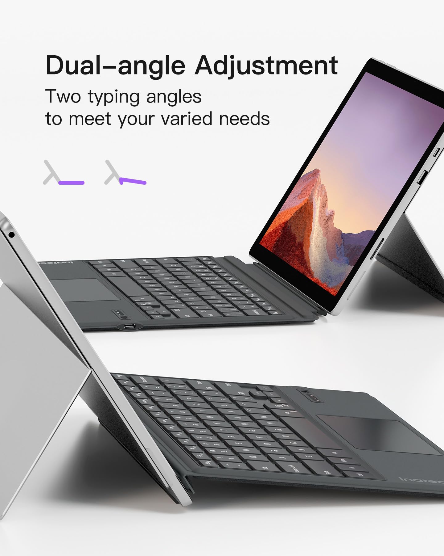 Inateck Surface Pro 7 Keyboard with Precision Touchpad, Bluetooth 5.3, 7-Color Backlight, Compatible with Surface Pro 7/7+/6/5/4, KB02027
