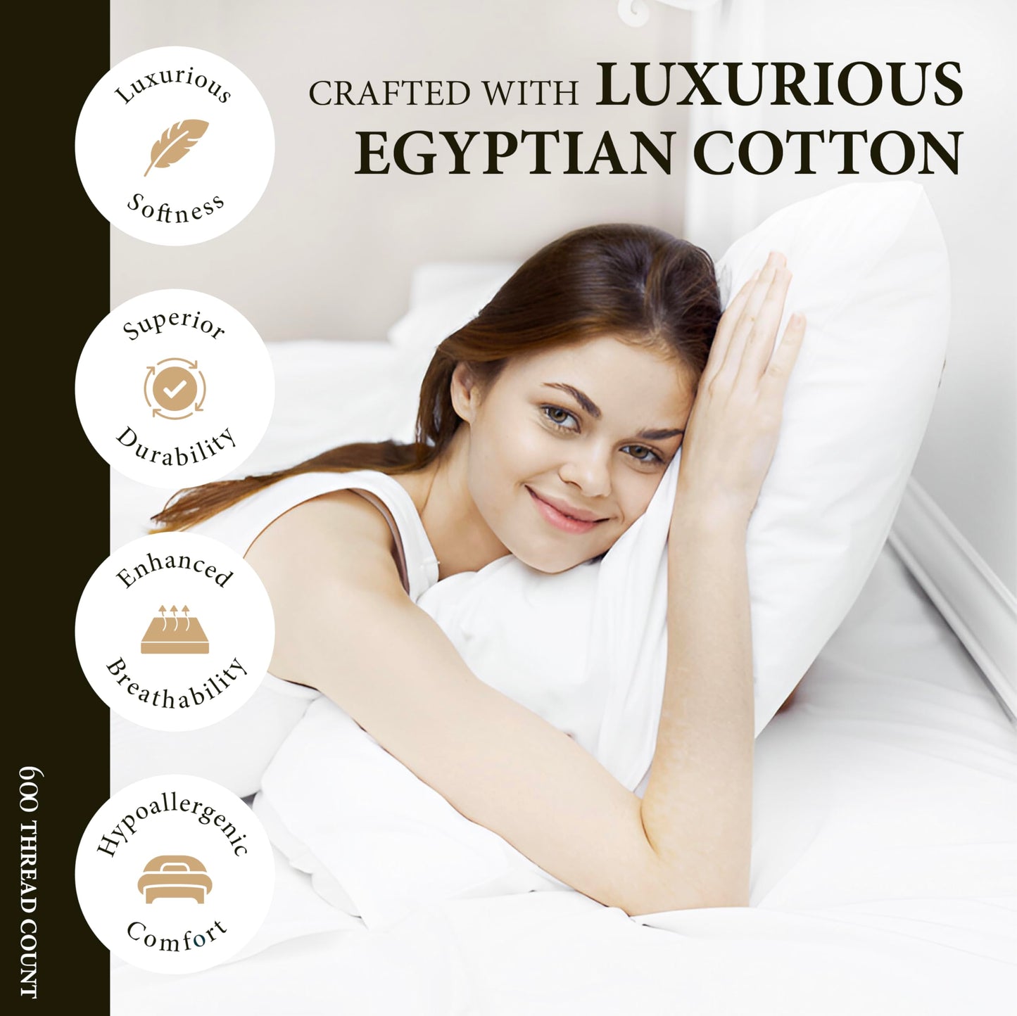 Ashton Sheets 100% Egyptian Cotton California King Bed Sheet Set - Premium 600 Thread Count Egyptian Cotton Sheets Set for Cal King Bed (4 Pc, White), Soft, Cooling 16" Deep Pocket Sateen Bedsheet