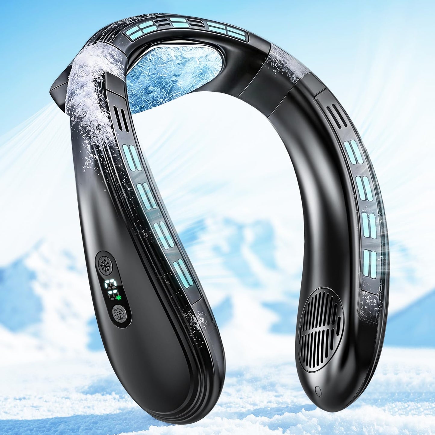 Staholz Neck Air Conditioner Portable, Neck Fan with Large Cooling Plate & NTC Control, 360° Upward & Downward Back Airflow, 6000mAh Bladeless Wearable Fan for Outdoor, Travel, Office, Golf