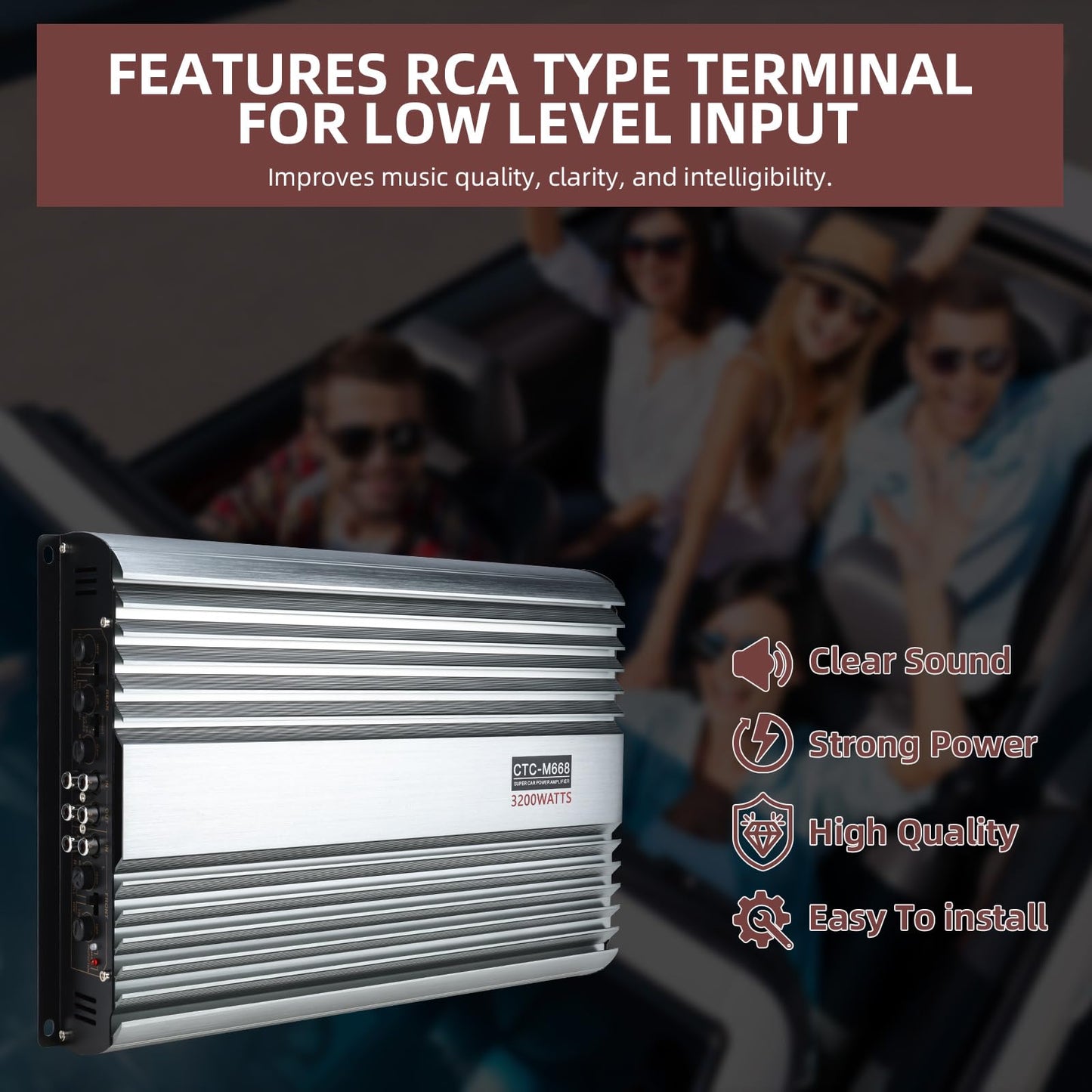 3200W 12V 4 Channel Car Amplifier Stereo Power Amp Audio 4CH Bass Sub Woofer