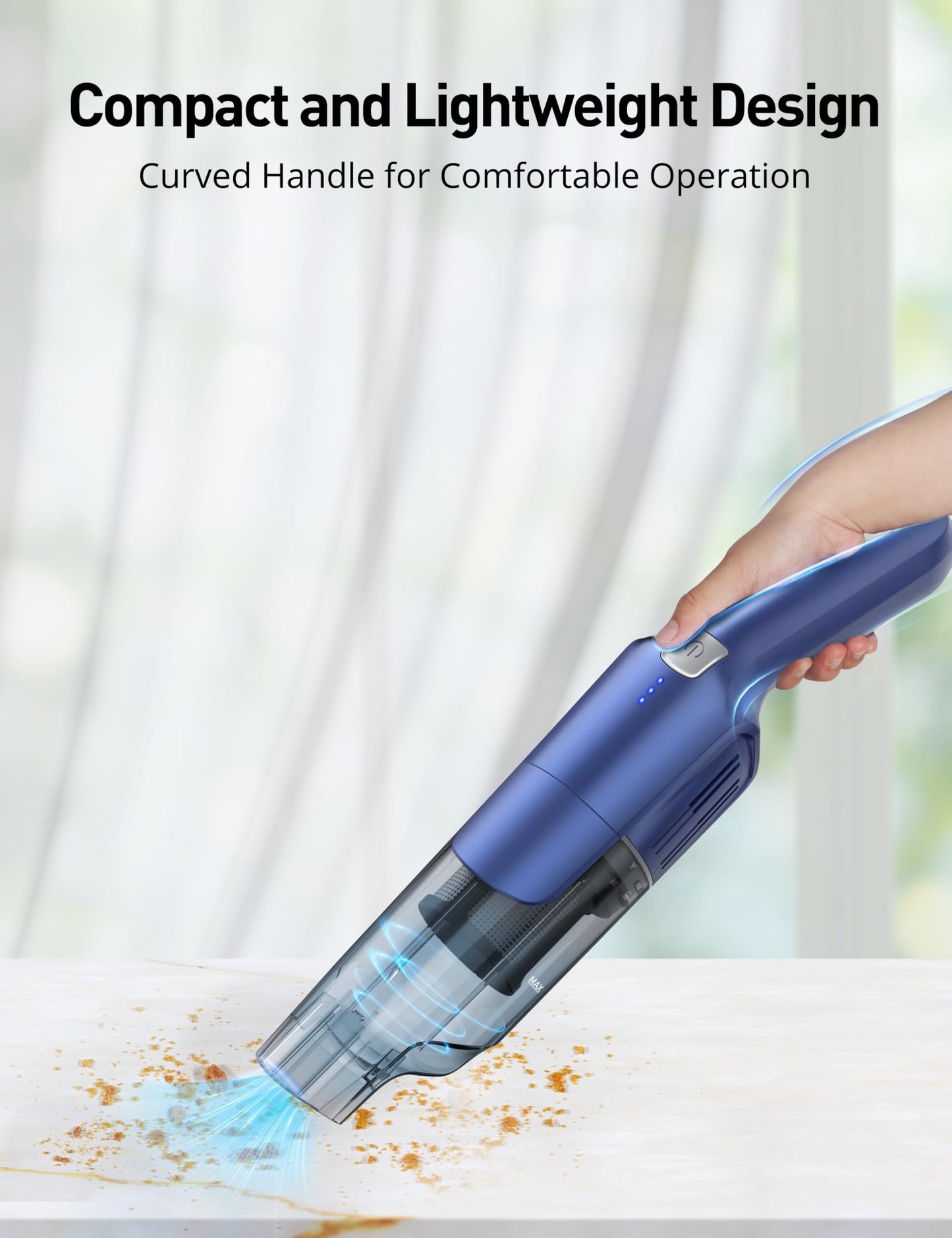 HawKam Handheld Vacuum Cordless, 24KPA Powerful Car Vacuum, Rechargeable, Charging Dock, Ergonomic Handle, 2-in-1 Crevice Tool, 1.8lb Portable Vacuum Cleaner with 2-Speed for Car, Home