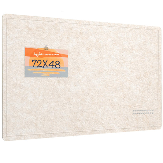 Large Bulletin Board - 72 x 48 Inches, Decorative Felt Pin Board for Wall - 6' x 4' Foldable Photo Display Board with Self-Adhesive Tape, Includes 20 Push Pins - Oatmeal