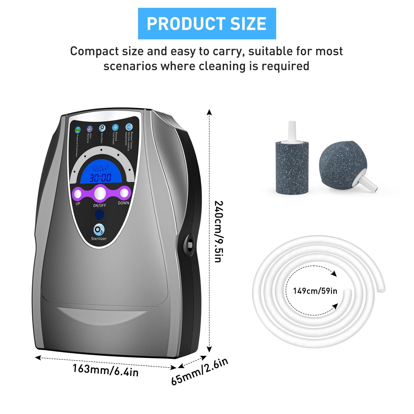 Ozone Machine Generator, Multifunctional with Timer, 1000mg/h Portable Ozone Machine for Home, Kitchen, Office, Cleaning Water, Fruits and Vegetables
