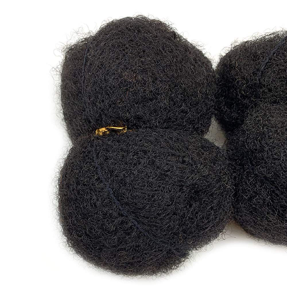 Tight Afro Kinky Human Hair for Dreadlocks,Ideal for Making Locs,Repair Extensions,Twist or Braids 4 Bundles/Package Natural Black #1B 8inch