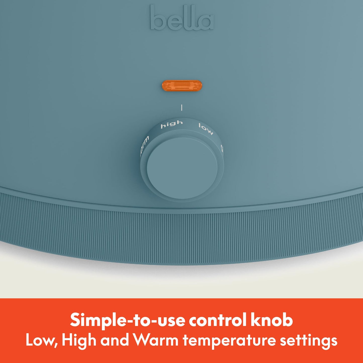 bella 6.0 Qt Manual Slow Cooker, Ceramic Nonstick Coating, 3 Temperature Settings, Dishwasher Safe Stoneware Pot and Tempered Glass Lid, Cool Touch Handles & Tangle Free Cord Wrap, Surf