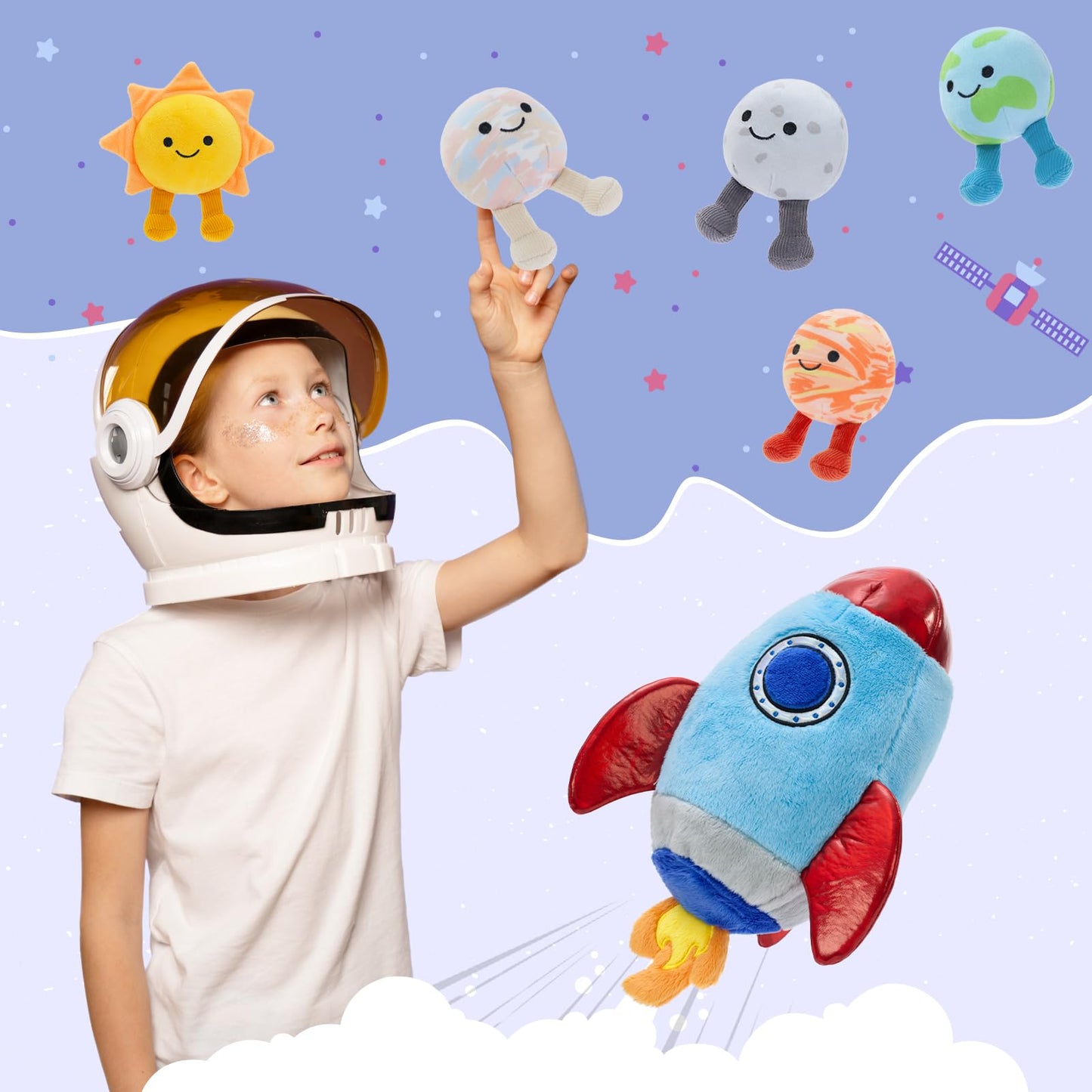 Muiteiur 6 Pcs Rocket Planet Stuffed Set