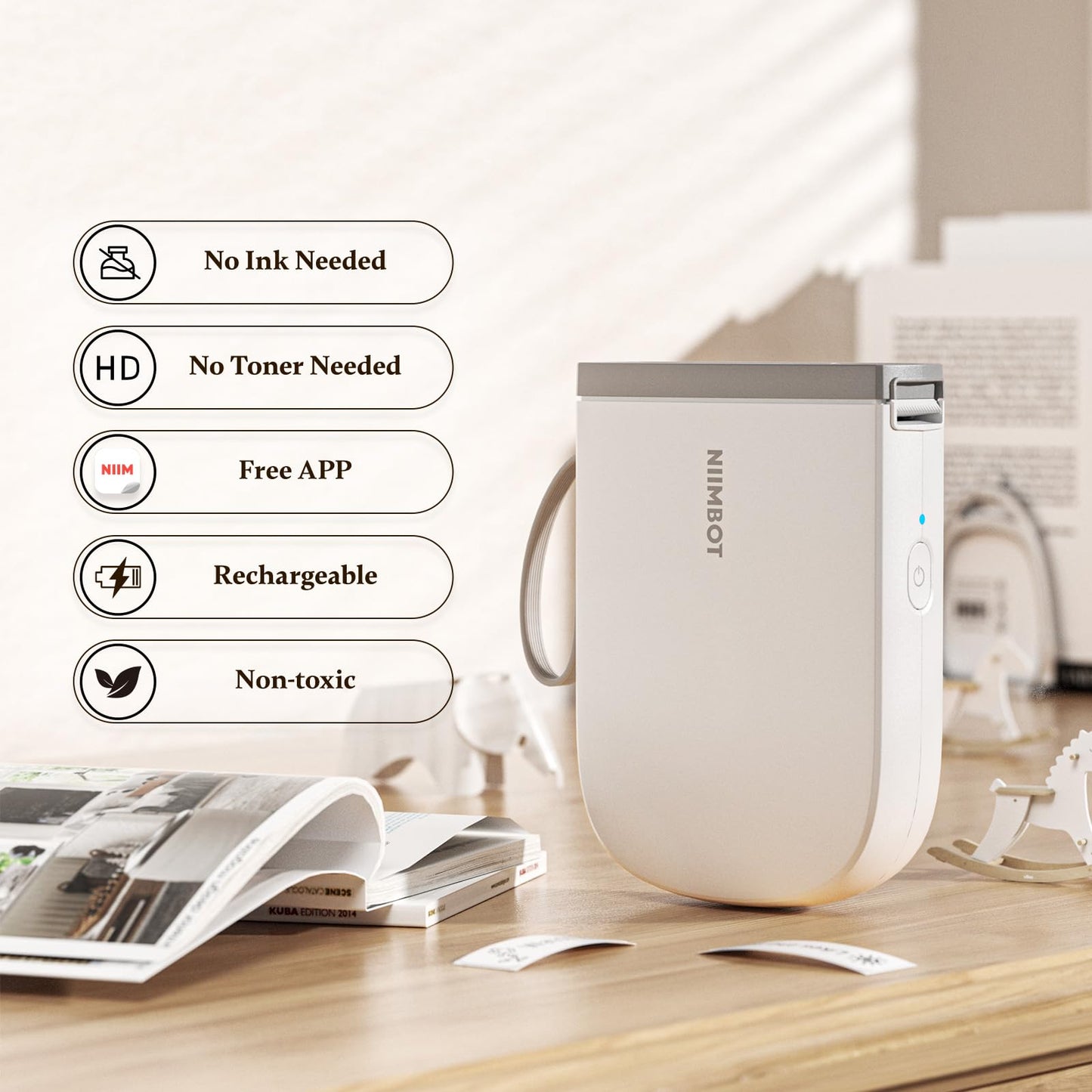 NIIMBOT 300 DPI D11 Label Maker Machine with 3 Tapes, Portable Thermal Label Printer with Multiple Templates, Bluetooth Label Printer for Office Home Kitchen School Organization, White