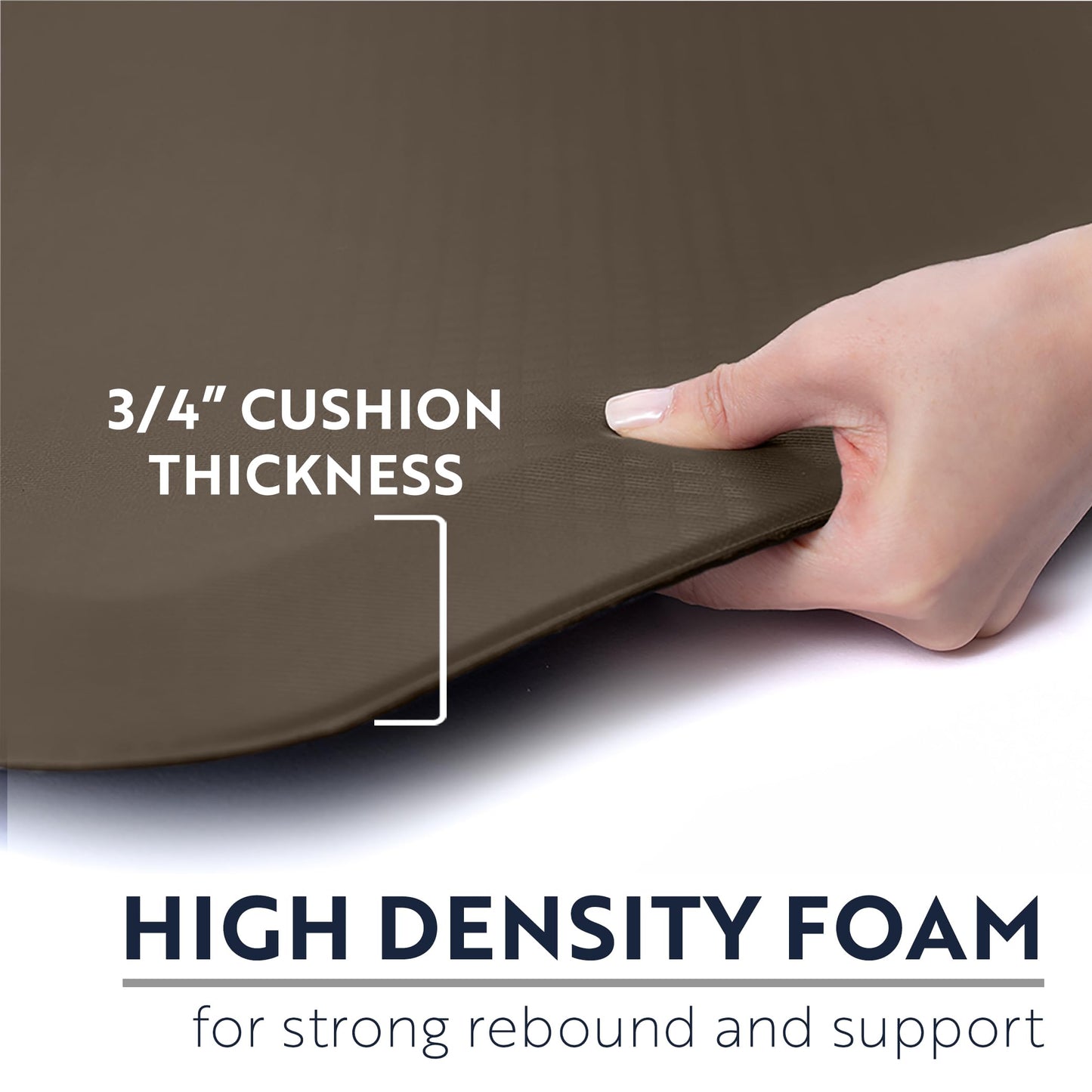 KANGAROO Thick Ergonomic Anti Fatigue Mats for Kitchen Floor, 48x20, Cushioned Standing Office Desk Mat, Waterproof Scratch Resistant Topside, Supportive All Day Comfort Padded Foam Rugs, Cappuccino