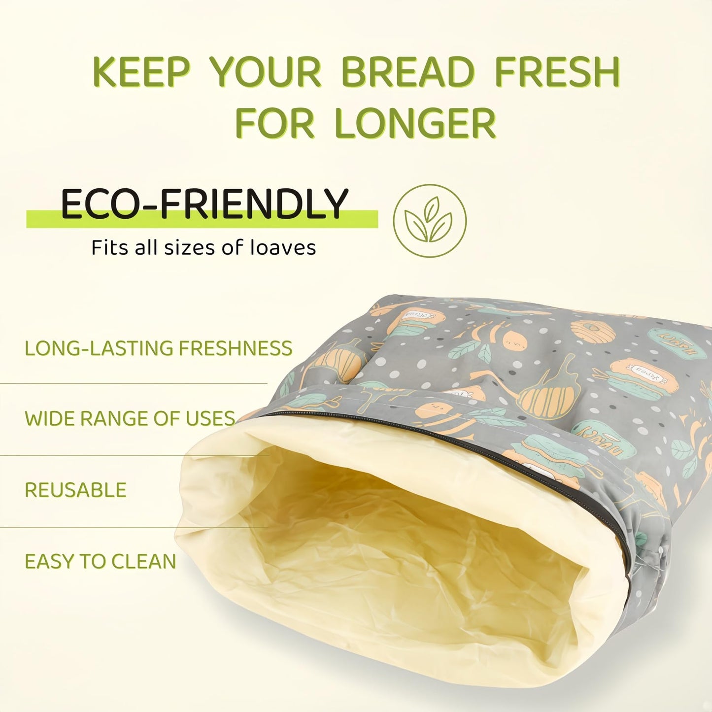 2 Pack XL Beeswax Bread Bags with Zipper Seal – Reusable Cotton Linen Waxed Bread Bags for Homemade Bread, Sourdough Storage, Eco-Friendly Bees Wax Bag Alternative to Plastic (2Pack)