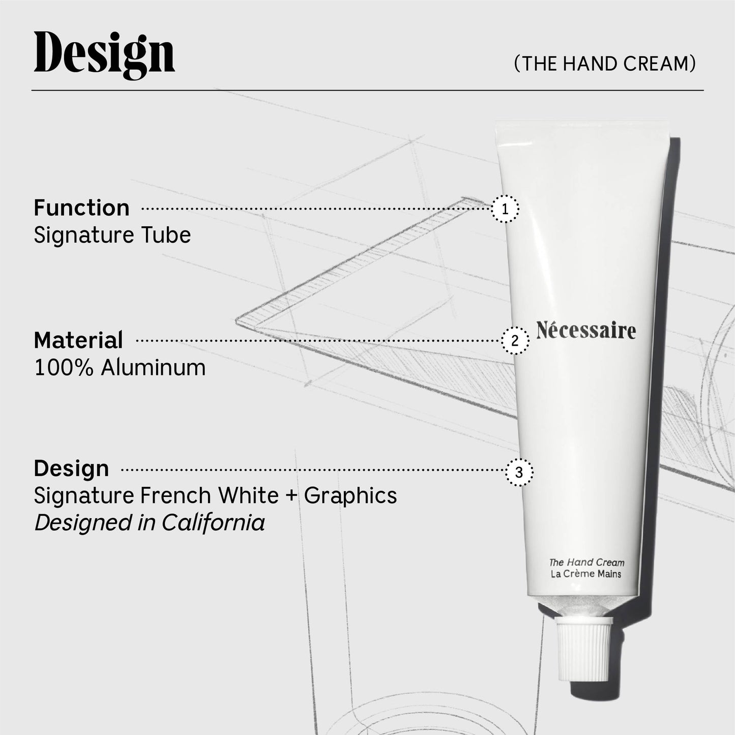 Nécessaire - The Hand Cream for Women & Men with 5 Ceramides & Peptides, Fragrance-Free Hand Lotion, Fast-Absorbing, Non-Greasy. - 2.2 fl oz.