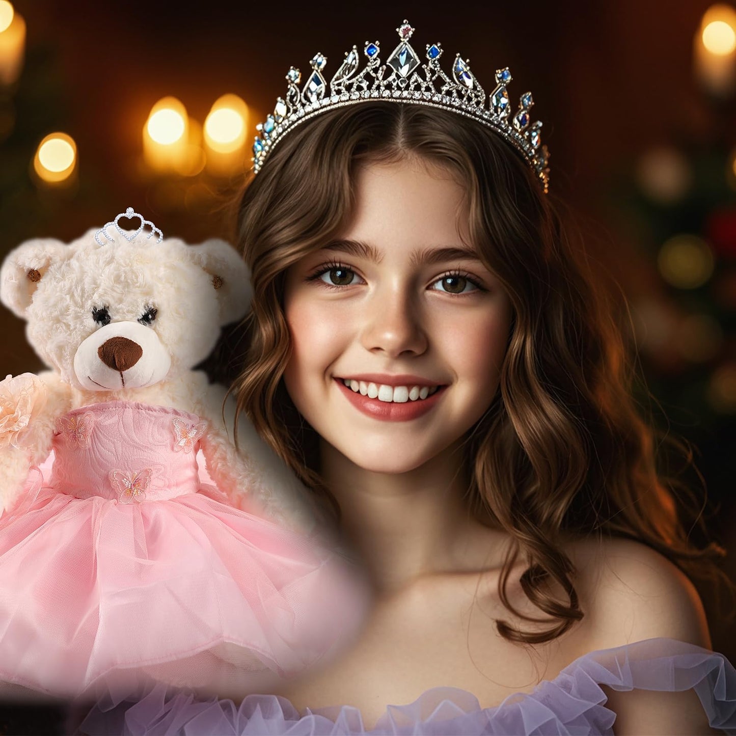 Quinceanera Doll Quince Teddy Bear with Dress,Quinceanera Decorations for Girls Gifts,OSO De Peluche para 15 Años Con Vestido,Centro De Mesa Muñecas para 15 Años Quinceañeras (Pink)
