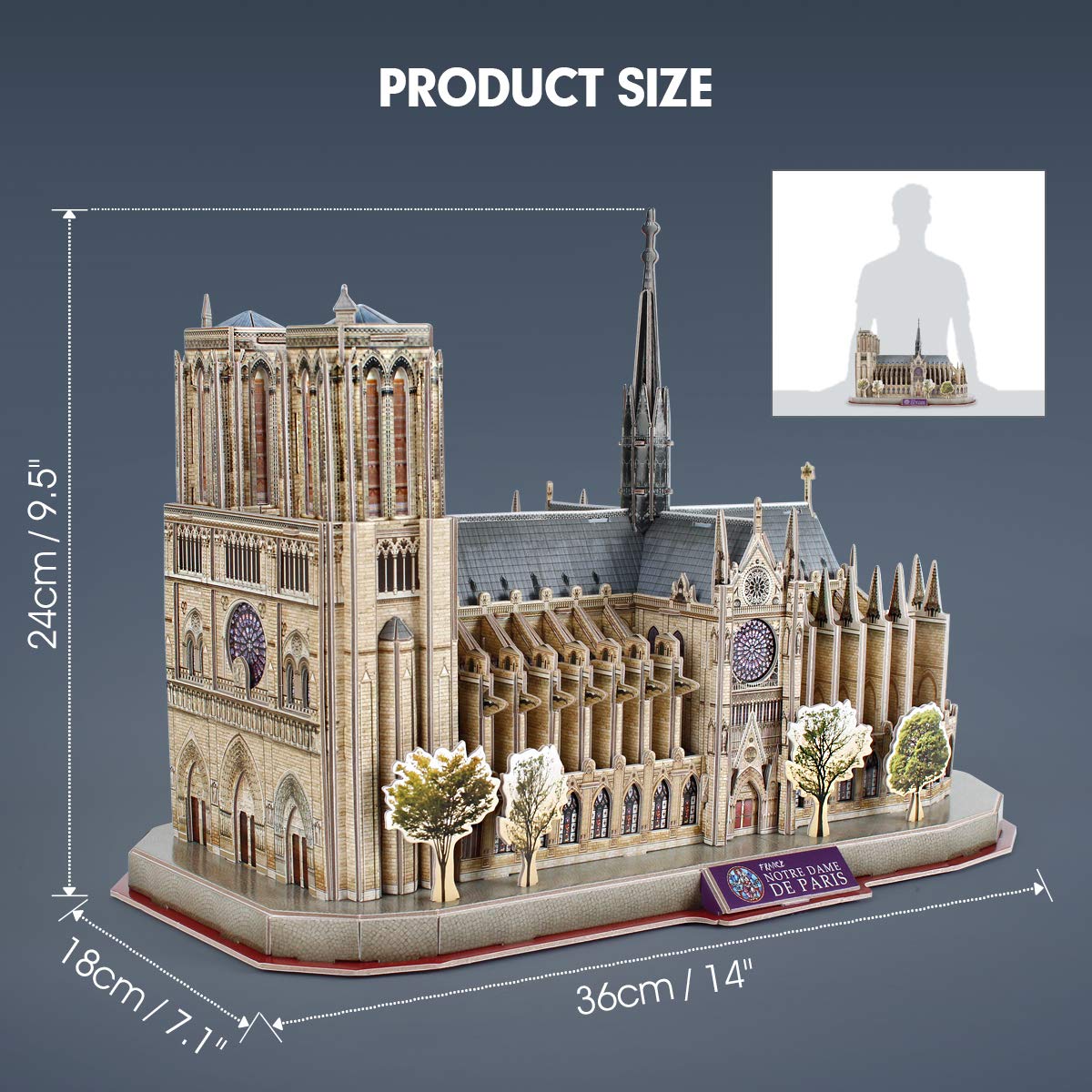 CubicFun 3D Puzzle for Adults Kids Notre Dame de Paris France Architecture Model Kits, Gifts for Boys Girls Adults, 128 Pieces