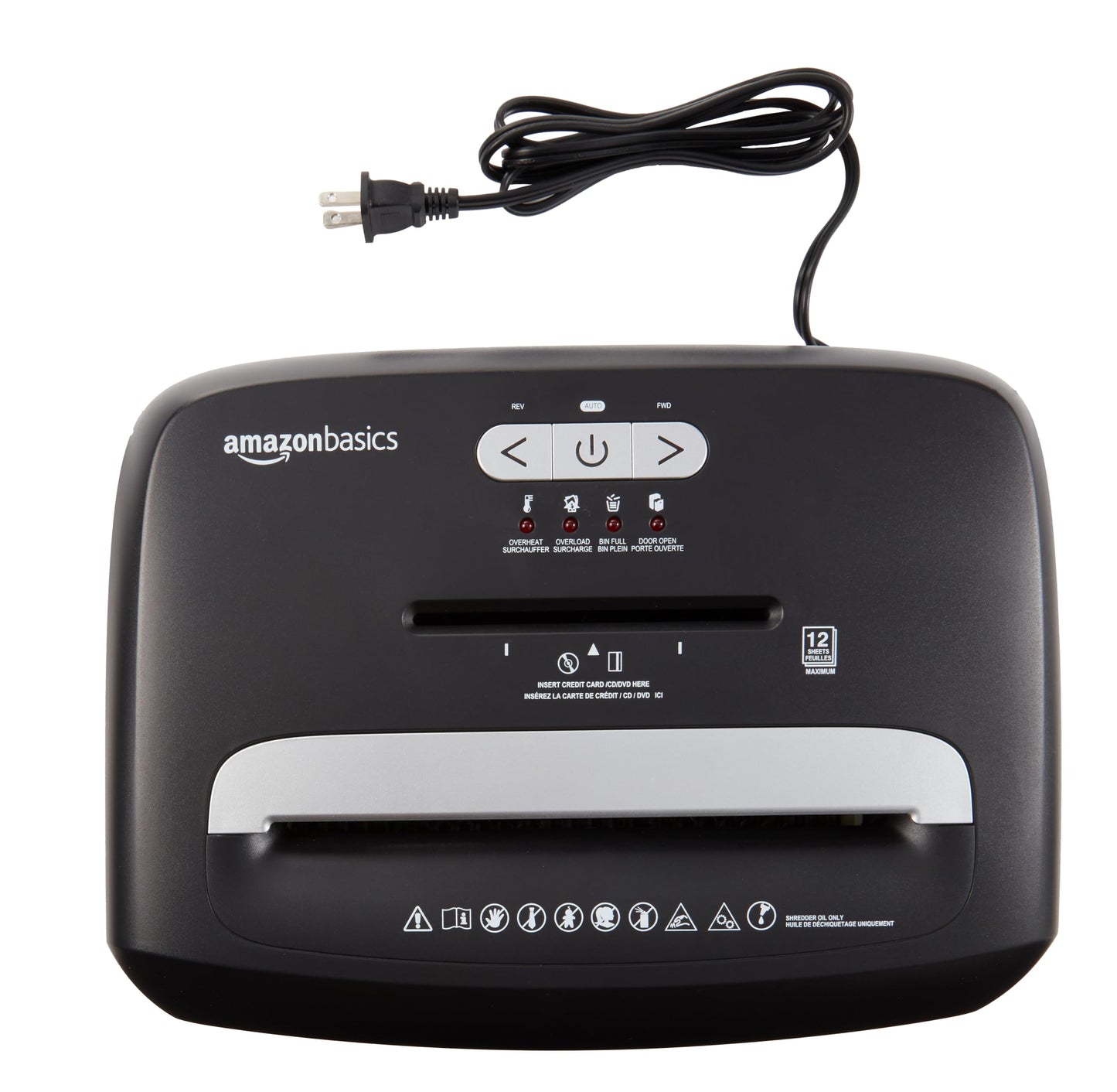 Amazon Basics 12 Sheet (new model) Micro Cut Paper and Credit Card CD Shredder With 6 Gallon Bin, Black