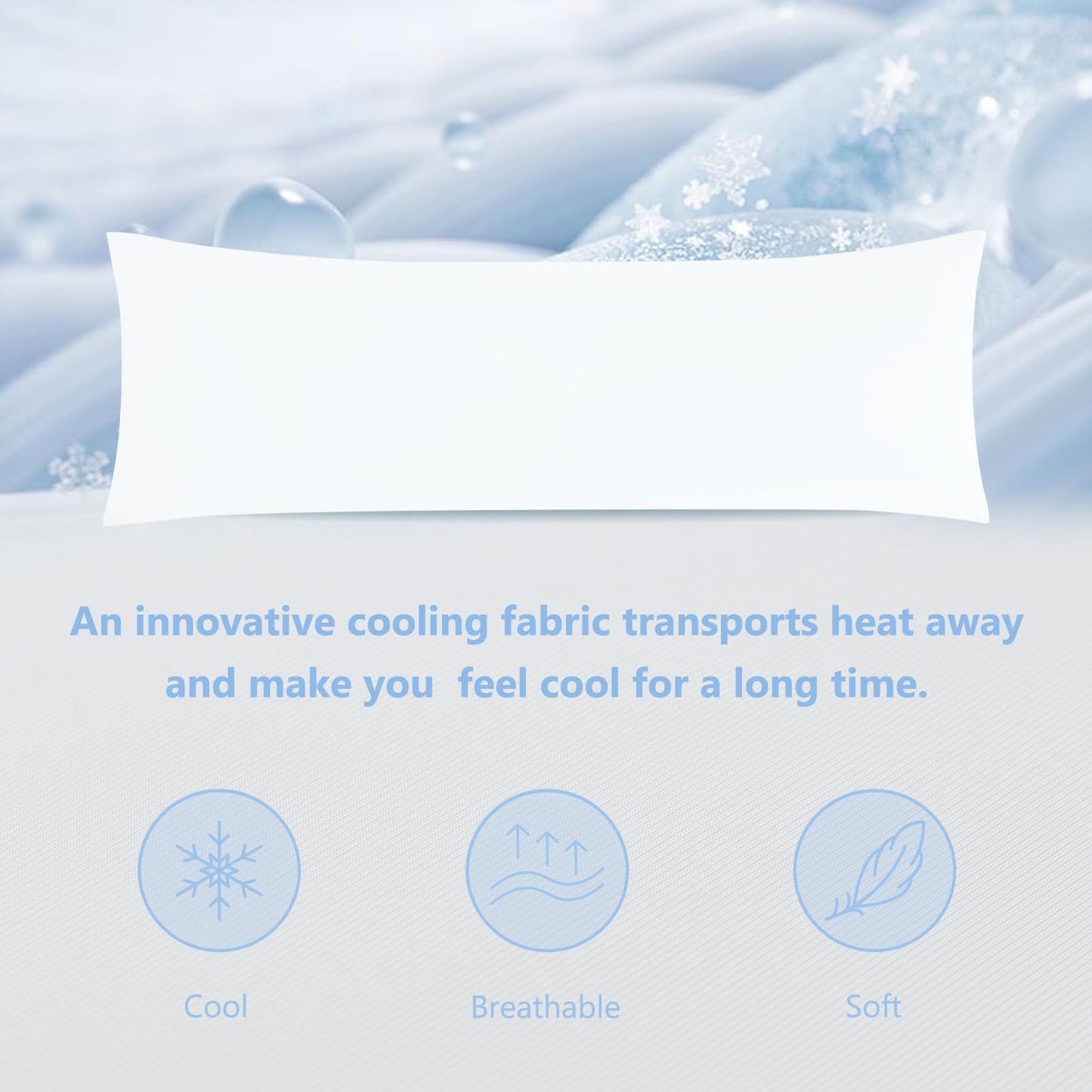DOWNCOOL Large Body Pillow Insert with Cooling Cover - Soft Long Bed Pillow for Summer - Breathable Full Body Pillow for Adults - 20x54 inch (White, with Cover)