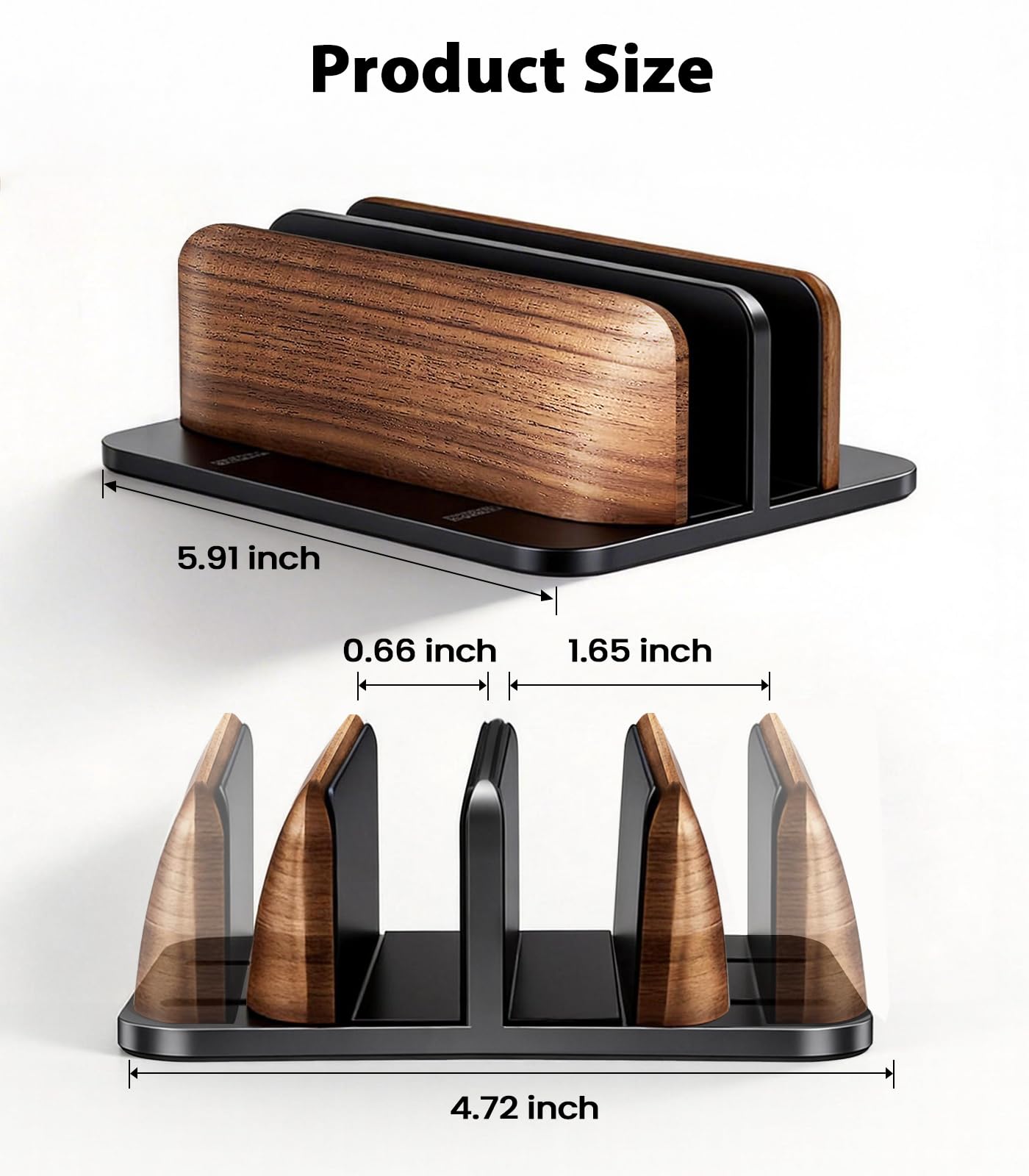 LOXP Vertical Laptop Stand, [Dual Slot Wooden + Aluminum Laptop Holder], Desktop Adjustable MacBook Stand, Adjustable Base, for MacBook Pro/Air, (up to 17.3-inch All laptops)