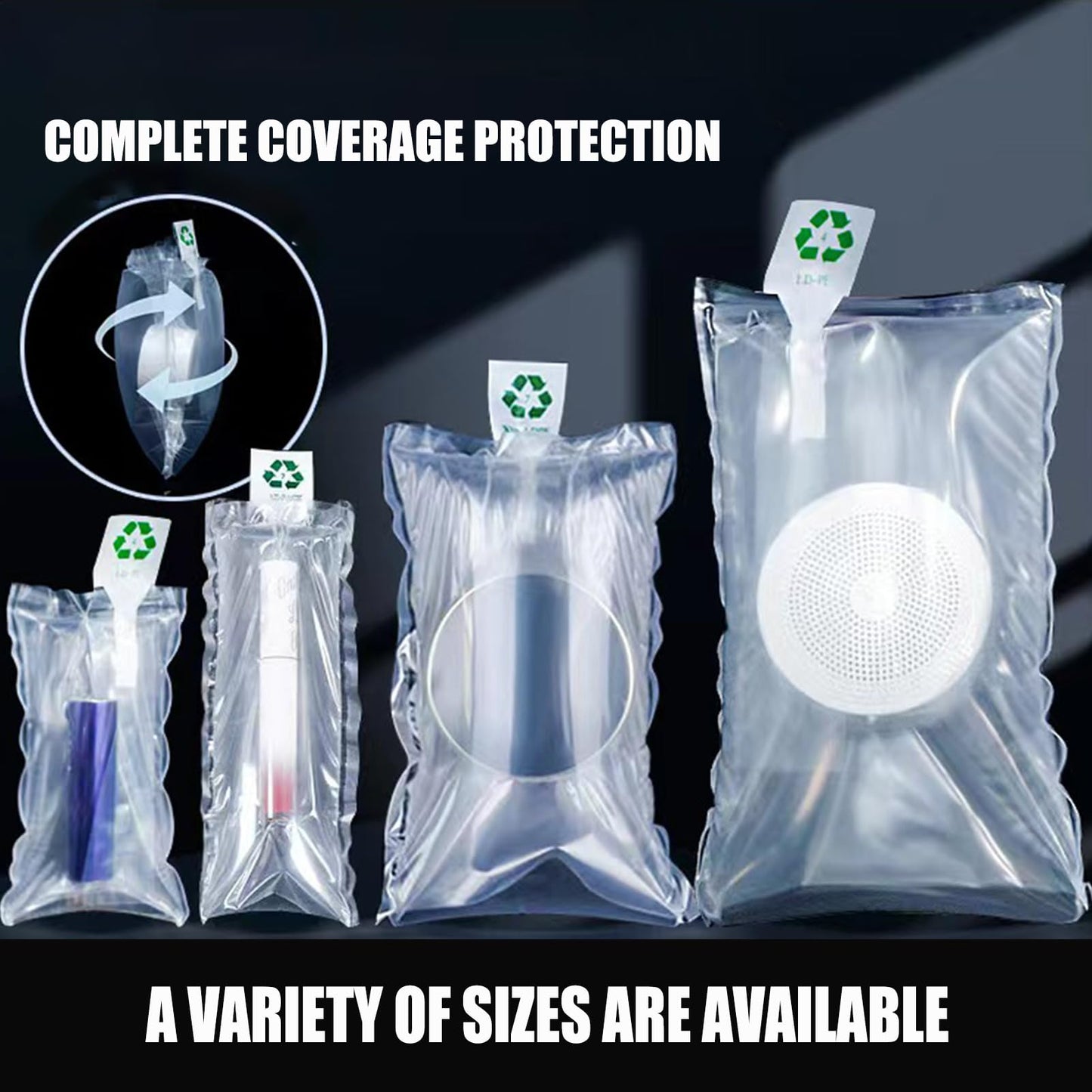 Miupoo Packaging Air Bags,Clear Plastic Inflatable Air Packaging Protector Bag with Free Pump Cushion,Air Cushion Blocking Packaging Bag,10x12 Inches,100 Pieces