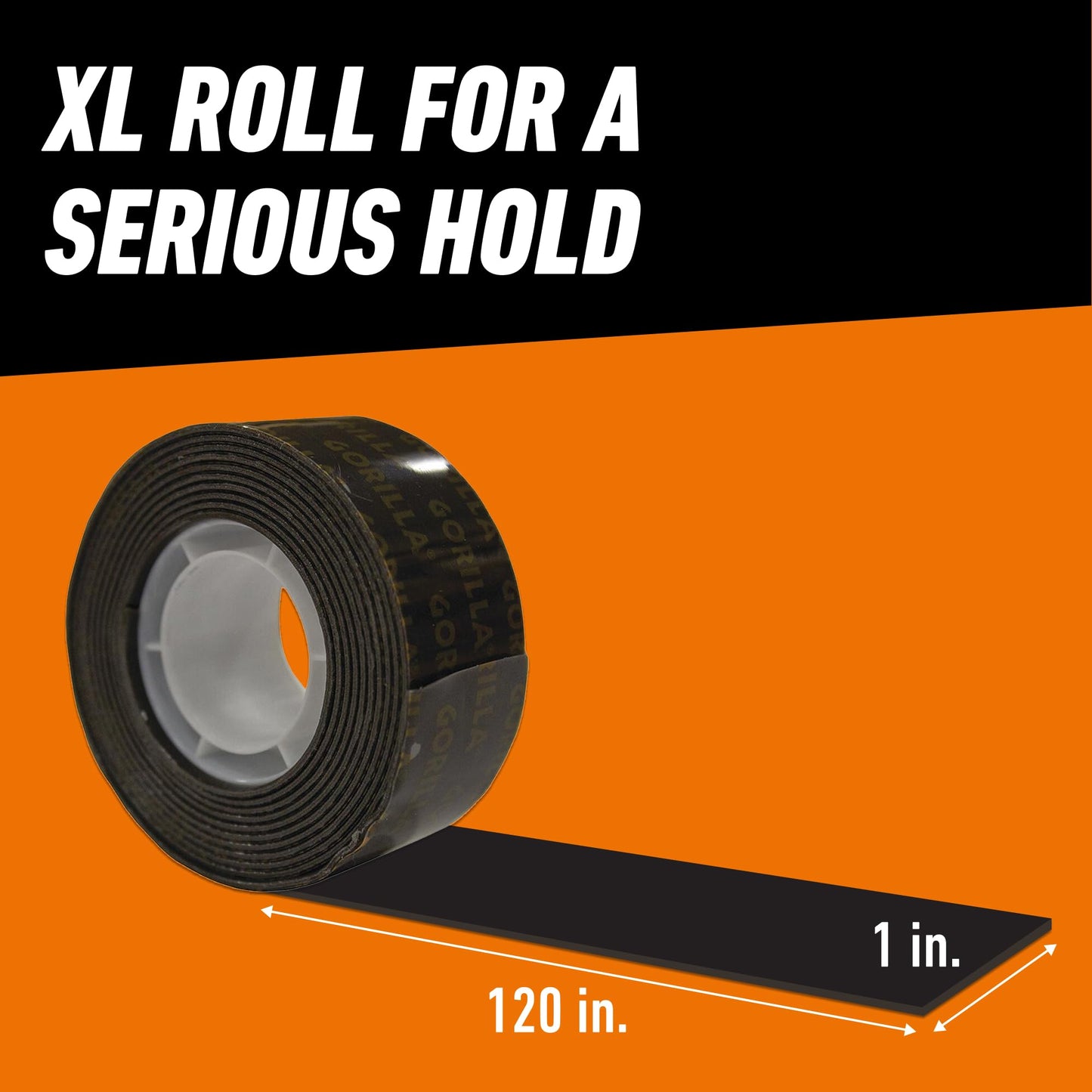Gorilla Heavy Duty Double Sided Mounting Tape, Black Tape, 1" x 120" (Pack of 4) - Weatherproof for Indoor or Outdoor