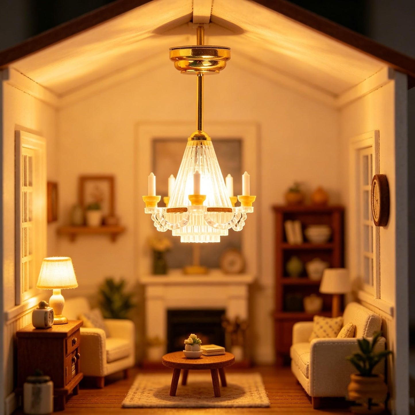 LUOZZY Dollhouse Chandelier Lights - Miniature Led Chandeliers for Dollhouse