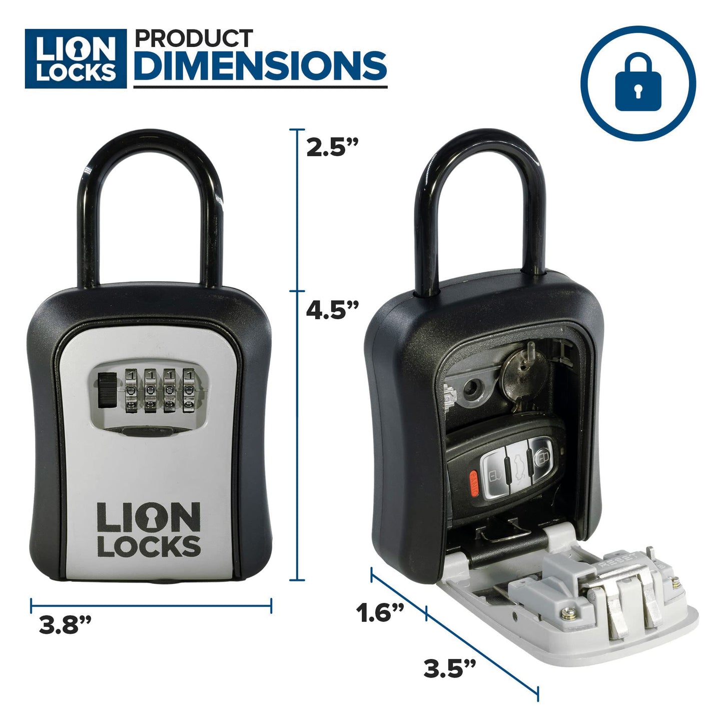 Lock Box for Keys - Lockbox for House Key, Lock Box with Combination for Real Estate, Car, House, Waterproof Key Safe - Easy Installation (6 Pack)
