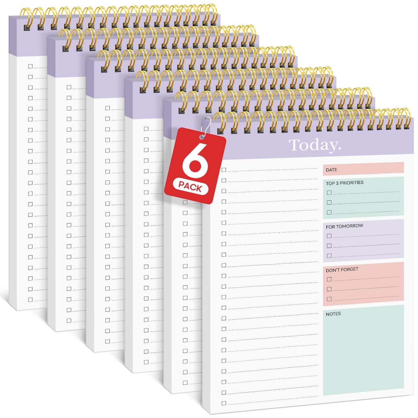 Taja 6 Pack of To Do List Notepad - To Do List Notebook for Work with 52 Sheets, 9.8" x 6.5", Undated Daily Planner Perfect for Daily Tasks and Goal Setting, Notepad Suitable for Office, Home & School - Violet Dream