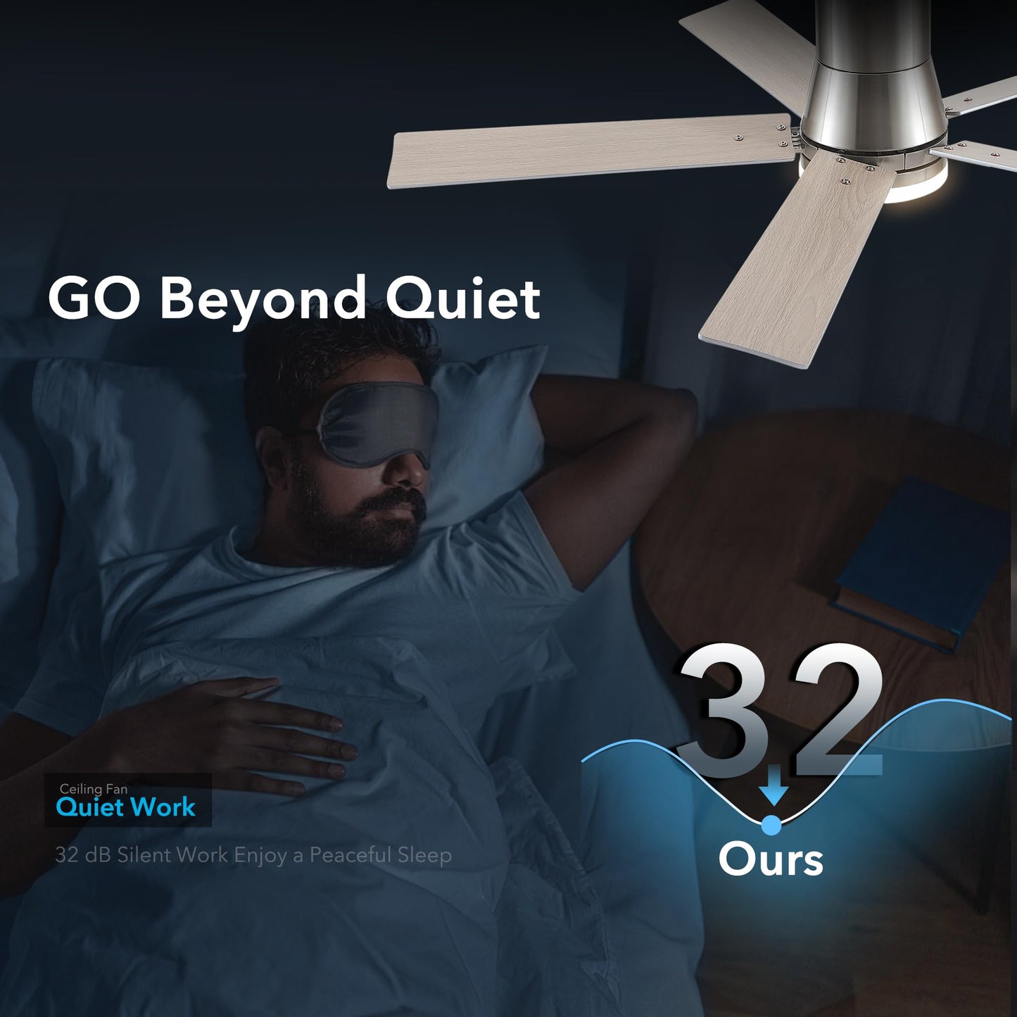 52 Inch Ceiling Fans with Lights and Remote,Flush Mount Brushed Nickel Ceiling Fan,6 Speed Reversible DC Motor, 3CCT Dimmable LED-Low Profile Design for Bedroom, Living room & Covered Outdoor