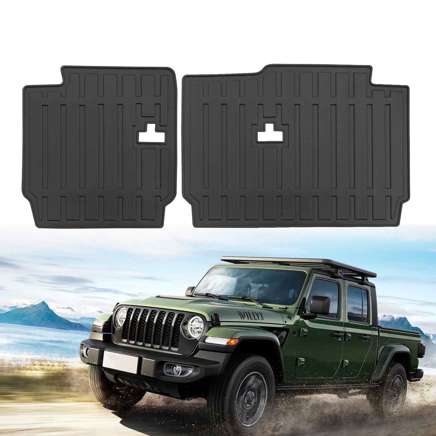 for 2020-2025 2026 Jeep Gladiator JT Rear Seat Backrest Mats All Weather TPE Protection Mat for Jeep Gladiator JT Accessories (Backrest Mats)
