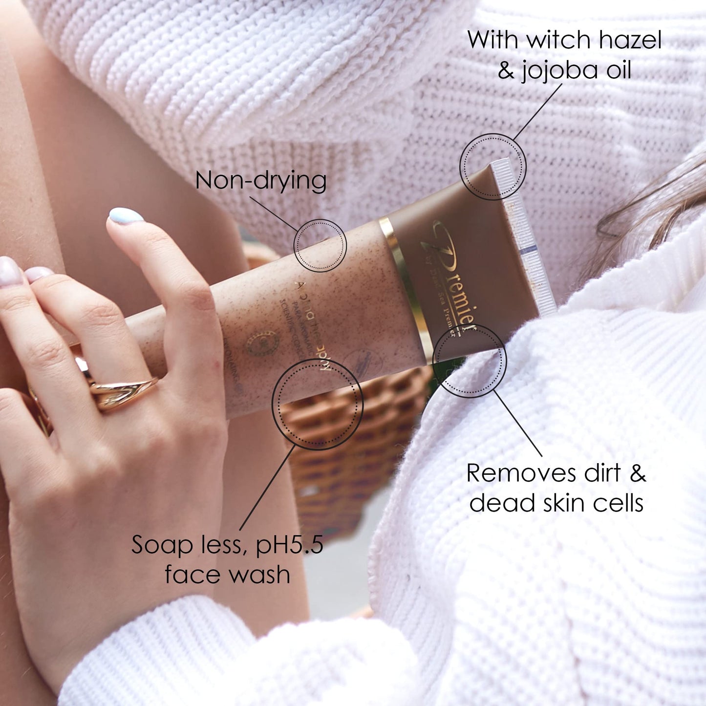 Premier Dead Sea exfoliating face scrub & face wash Classic Para-Pharmaceutical Micro Grains face scrub face cleanser witch hazel jojoba oil skin care non-drying Aromatherapy Scientific Concept 4.25Fl
