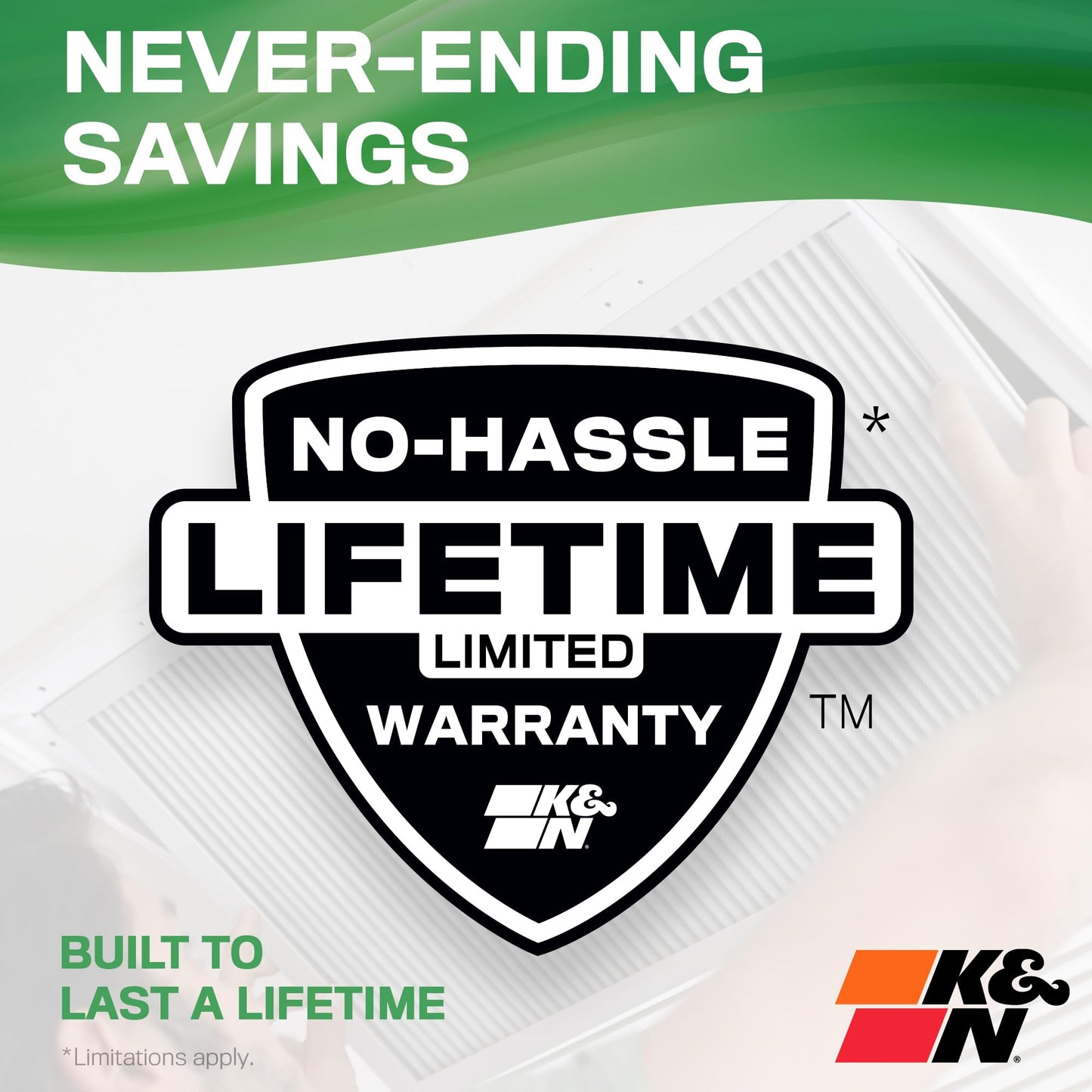 K&N 20X25X1 HVAC Furnace Air Filter, Lasts a Lifetime, Washable, Merv 13, the Last HVAC Filter You Will Ever Buy, Breathe Safely at Home or in the Office, HVC-13-12025