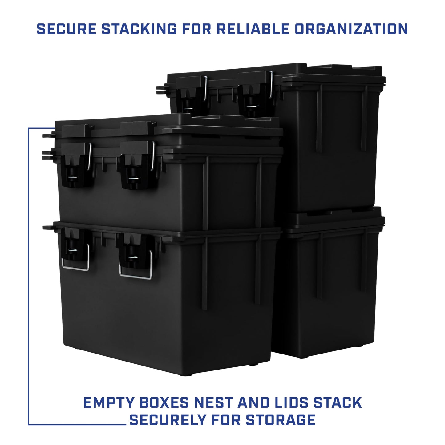 Sheffield 12773 XL Storage Bins With Lids, 2-Pack Stackable Storage Bins, Made in USA, Lockable and Water-Resistant Containers with Lids, Plastic Containers for Home, Classroom, and Dorm