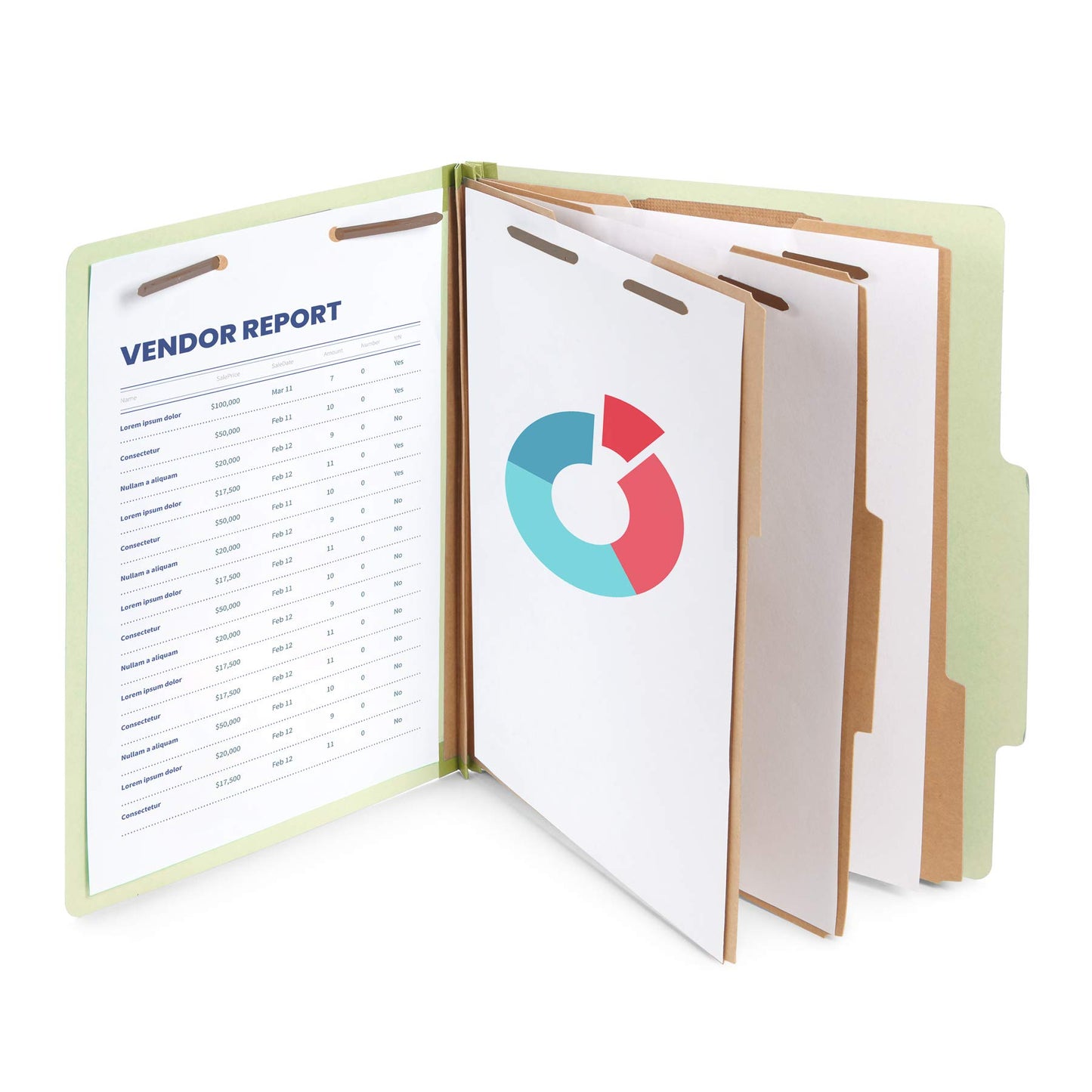 Blue Summit Supplies Green/Gray Classification Folders, Letter Size, 3 Dividers, with 2 Inch Expansions, Classification Folders, 10 Pack