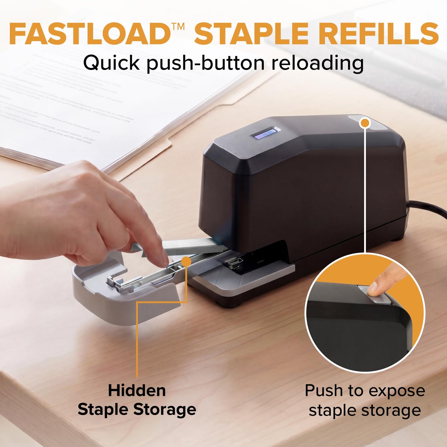 Bostitch Office Impulse Heavy Duty Electric Stapler Value Pack, 45 Sheet Capacity, Includes 5,000 Staples & Staple Remover, No-Jam, Faster Stapling, Black