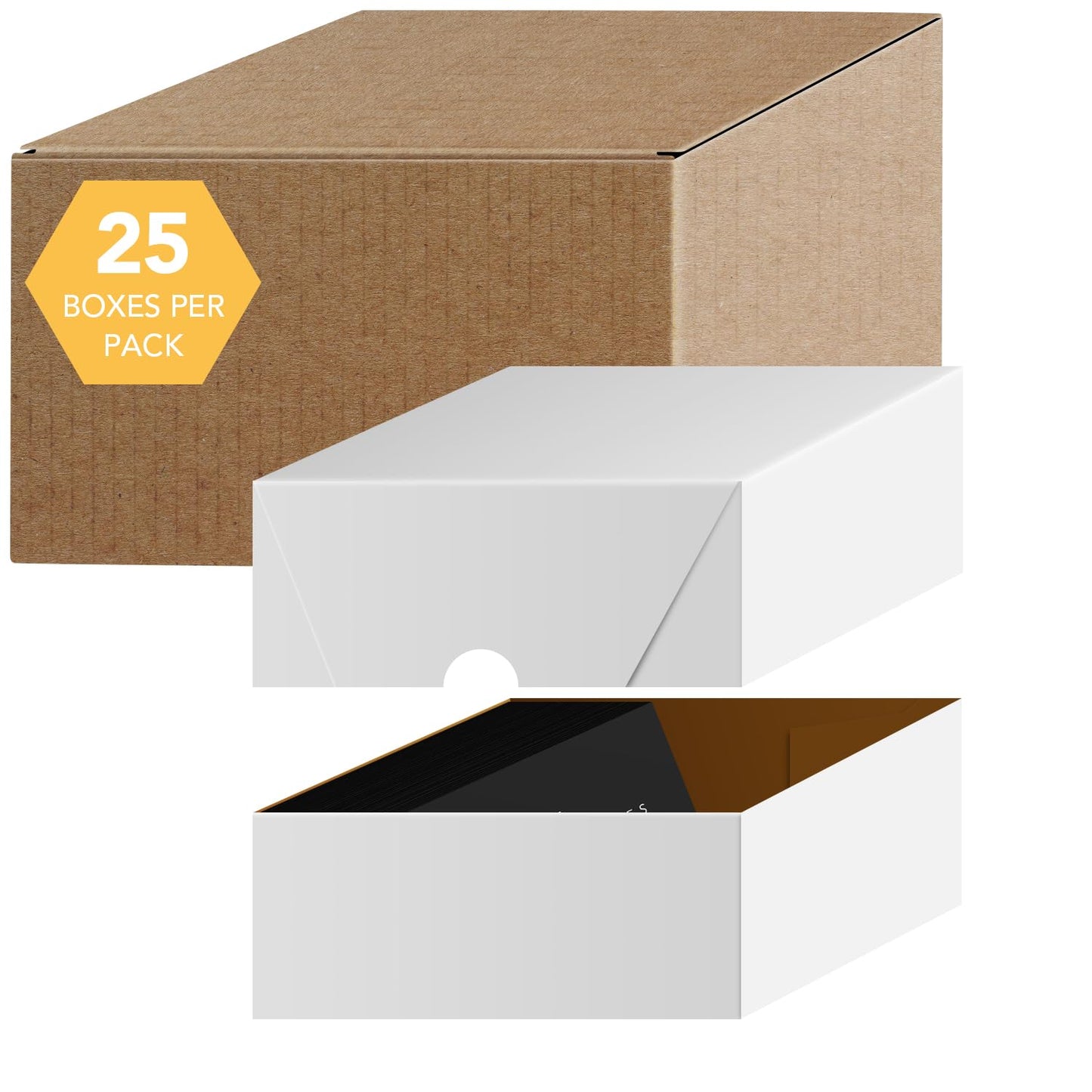 White Business Card Folding Box - Thick and Sturdy Cardboard Boxes for Storage Containers, Packaging, Card Holder and Organizer - 25 per Pack (4" x 3 1/2" x 2")