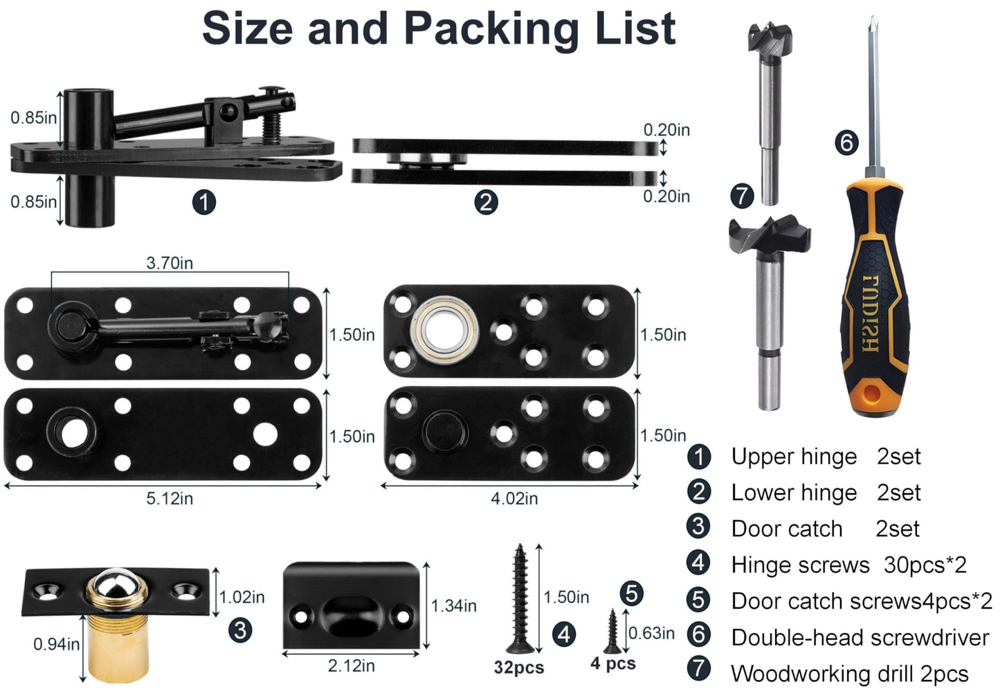 Hidden Pivot Hinge for Secret Door & Murphy Bookcase,570Lbs Load-Bearing,360°Rotation Hidden Door Hardware Set with Sturdy Steel,Smooth Bearing Design，2Set(Black)