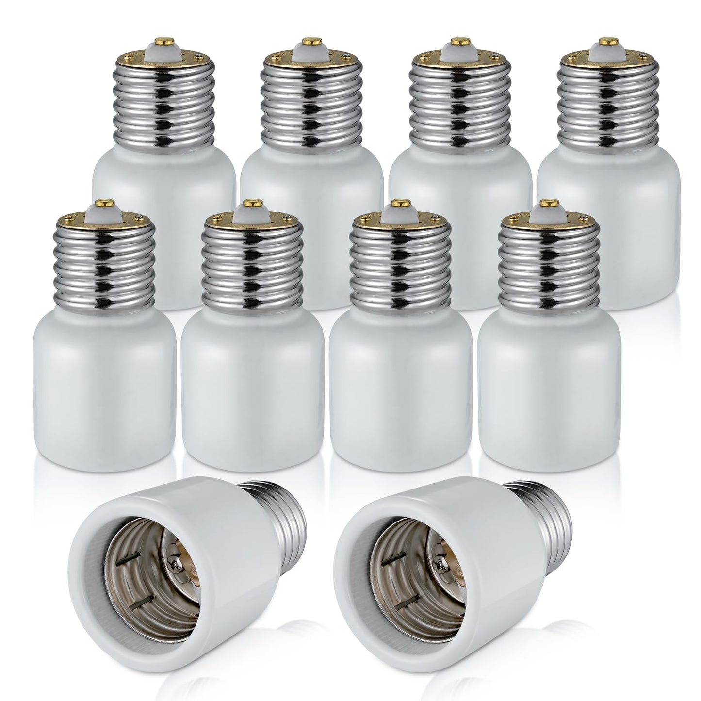 EMNOOTI Porcelain Mogul Socket Extender,Mogul Base E39 Socket Extensions Adapter, E39 to E39 Screw Mogul Base LED Fluorescent Incandescent Lamp Holder Adapter 1500W 600V (10-Pack)