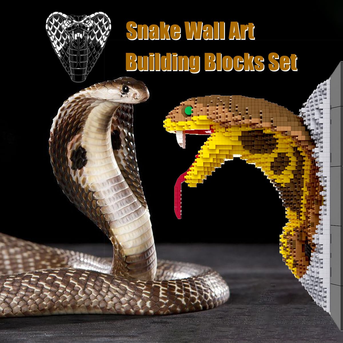 BDYDT Wall Art Snake Building Blocks Set; A Wall Decor Set for Adults Who Love Creative Hobbies(2376 Pieces) Toys Gifts for Kid and Adult