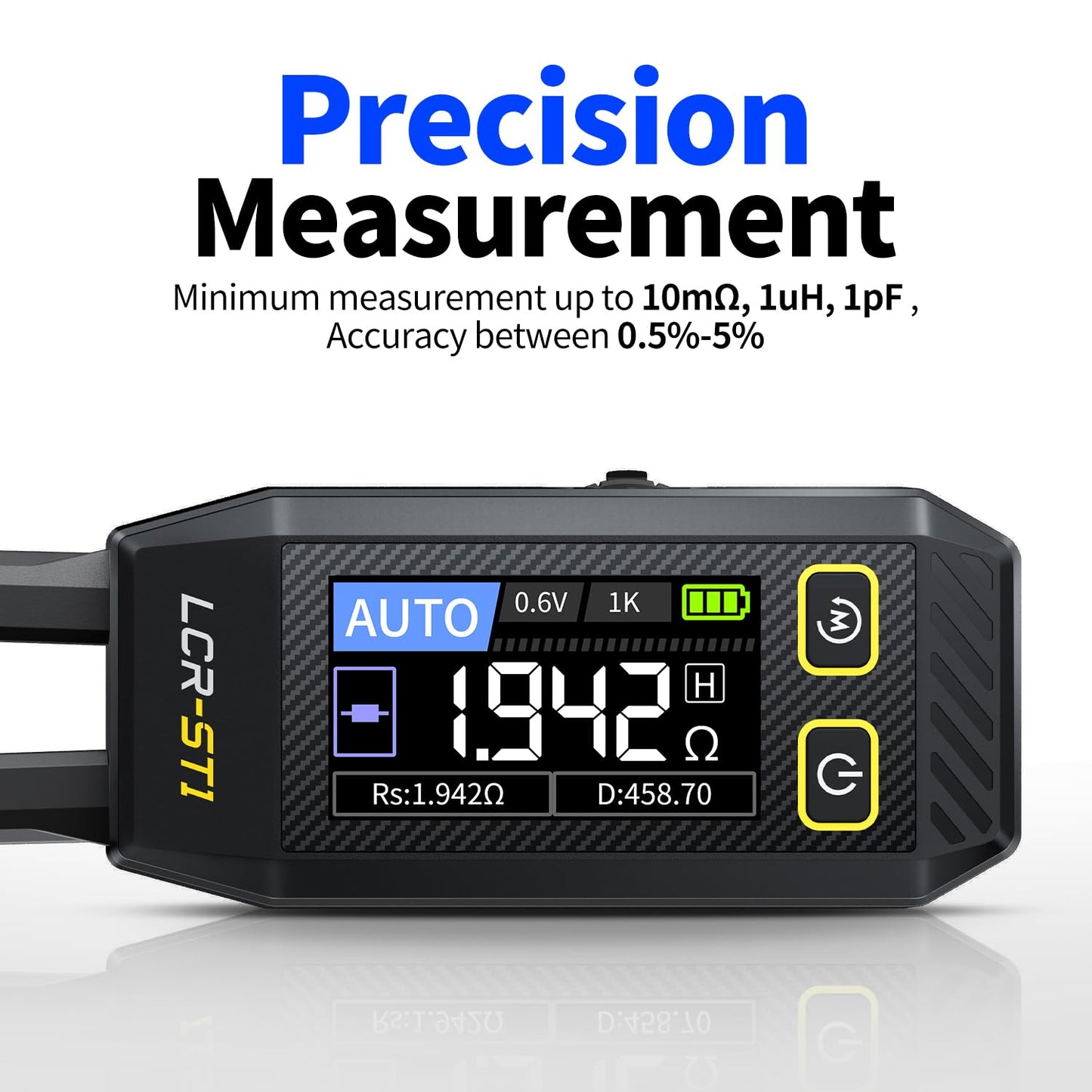 FNIRSI LCR-ST1 10KHz LCR Meter Tweezer, Mini Smart SMD Tester, ESR Meter, Multimeter, Capacitance Inductance Continuity Diode Tester, Auto Component Recognition Electronic Component Analyze