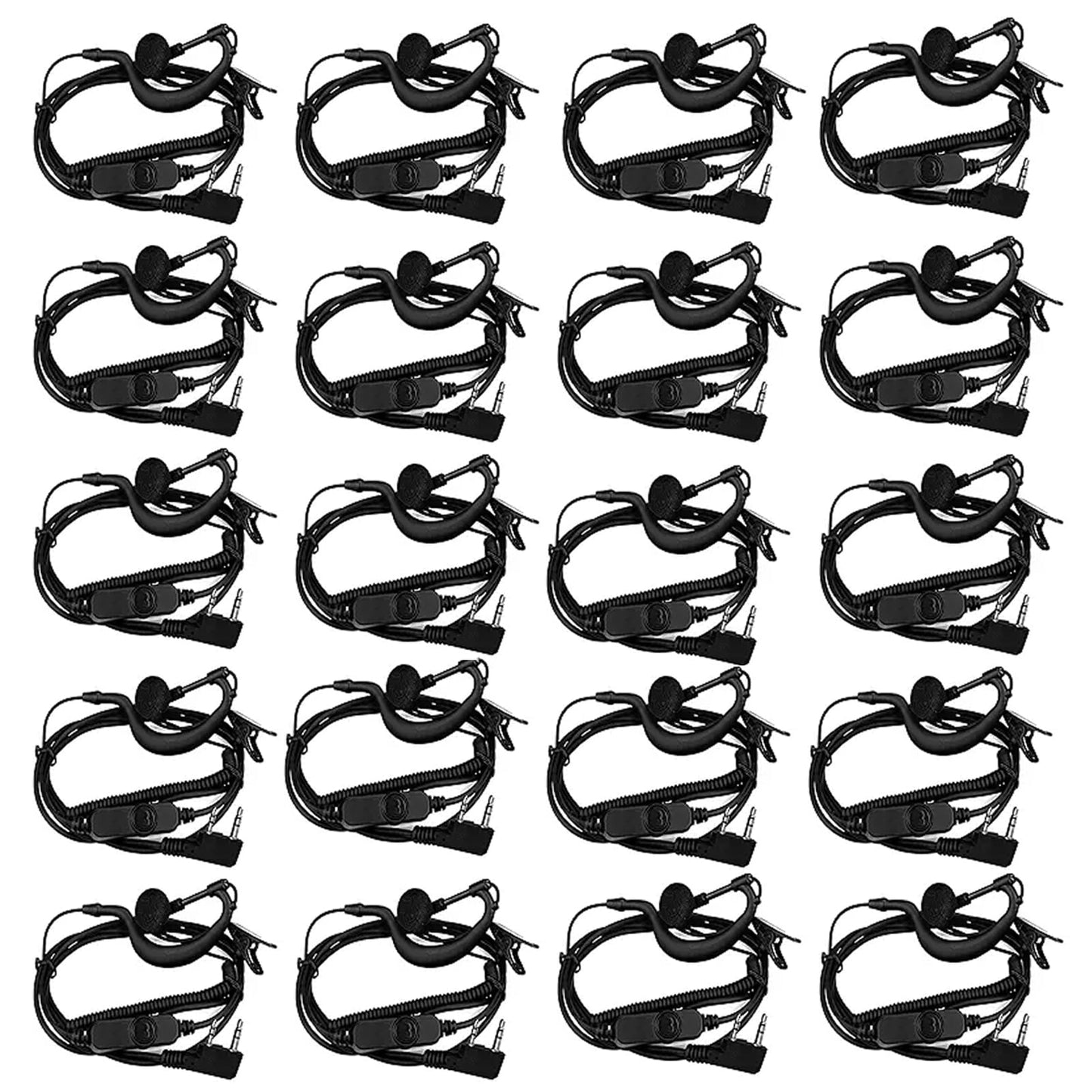 Retevis Volume Adjustable Walkie Talkie Earpiece with Mic, Coil Tube, for RT22 RT68 RT21 H-777 H-777H RT86S, Compatible with Pxton Baofeng BF-T26 Kenwood Two Way Radio, 2 Way Radio Earpiece(20 Pack)