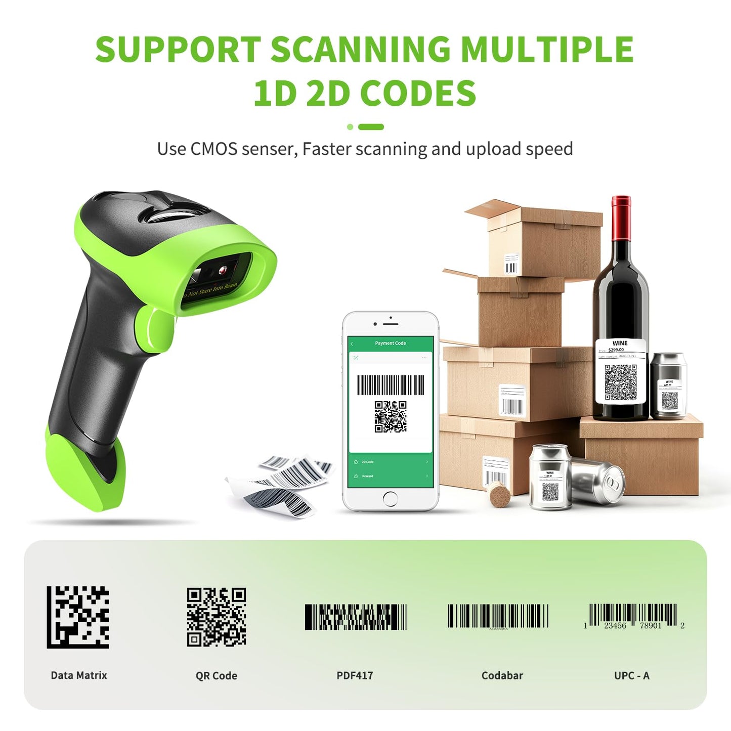 NetumScan Wireless QR Barcode Scanner, 3 in 1 Automatic Bluetooth 1D 2D Barcode Reader USB Image Code Scanner for Store, Warehouse POS, Computer, Tablet, iPad, iPhone, Android