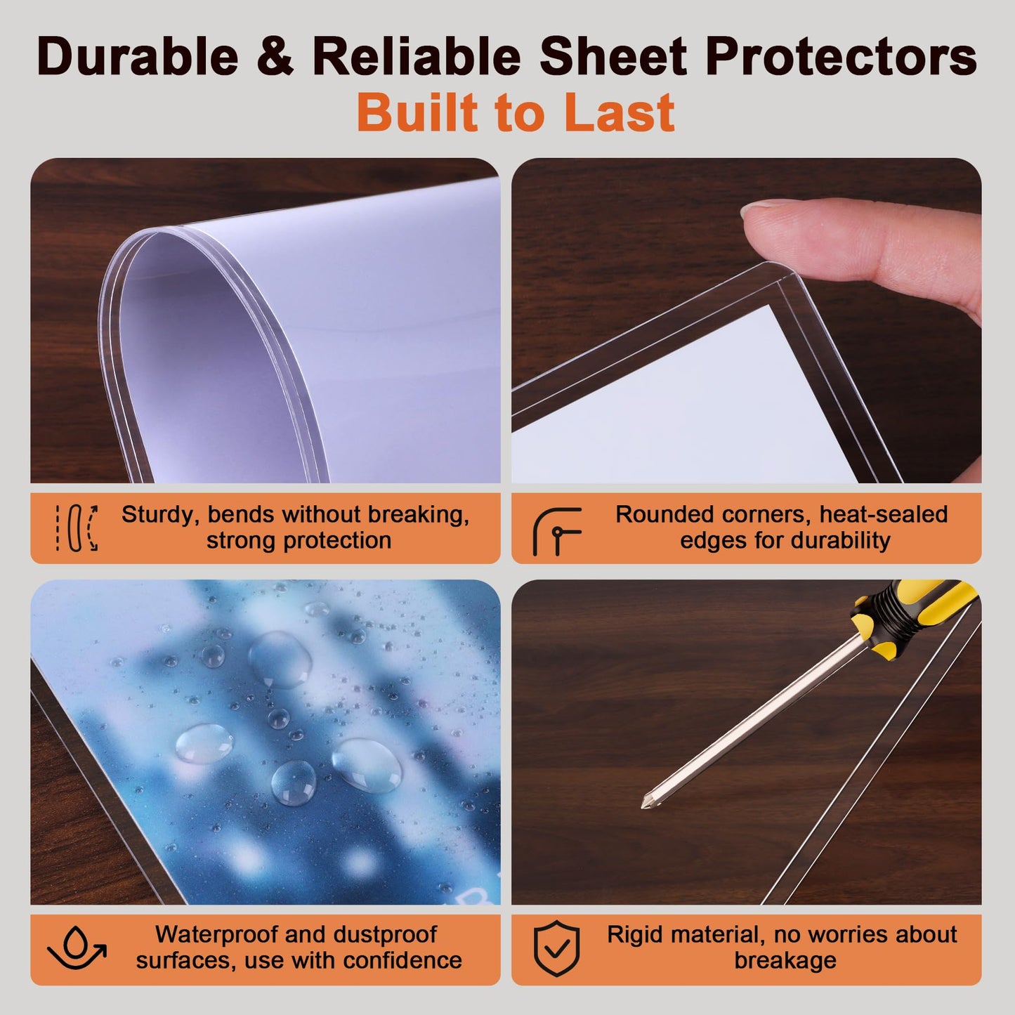 Ndsox 2 Pack 18" x 24" Rigid Print Protectors Clear Hard Plastic Sheet Poster Protectors Photo Sleeves Top Loading Rigid Newspaper Page Holders for Photographs, Presentations, Artwork, Sheet Music